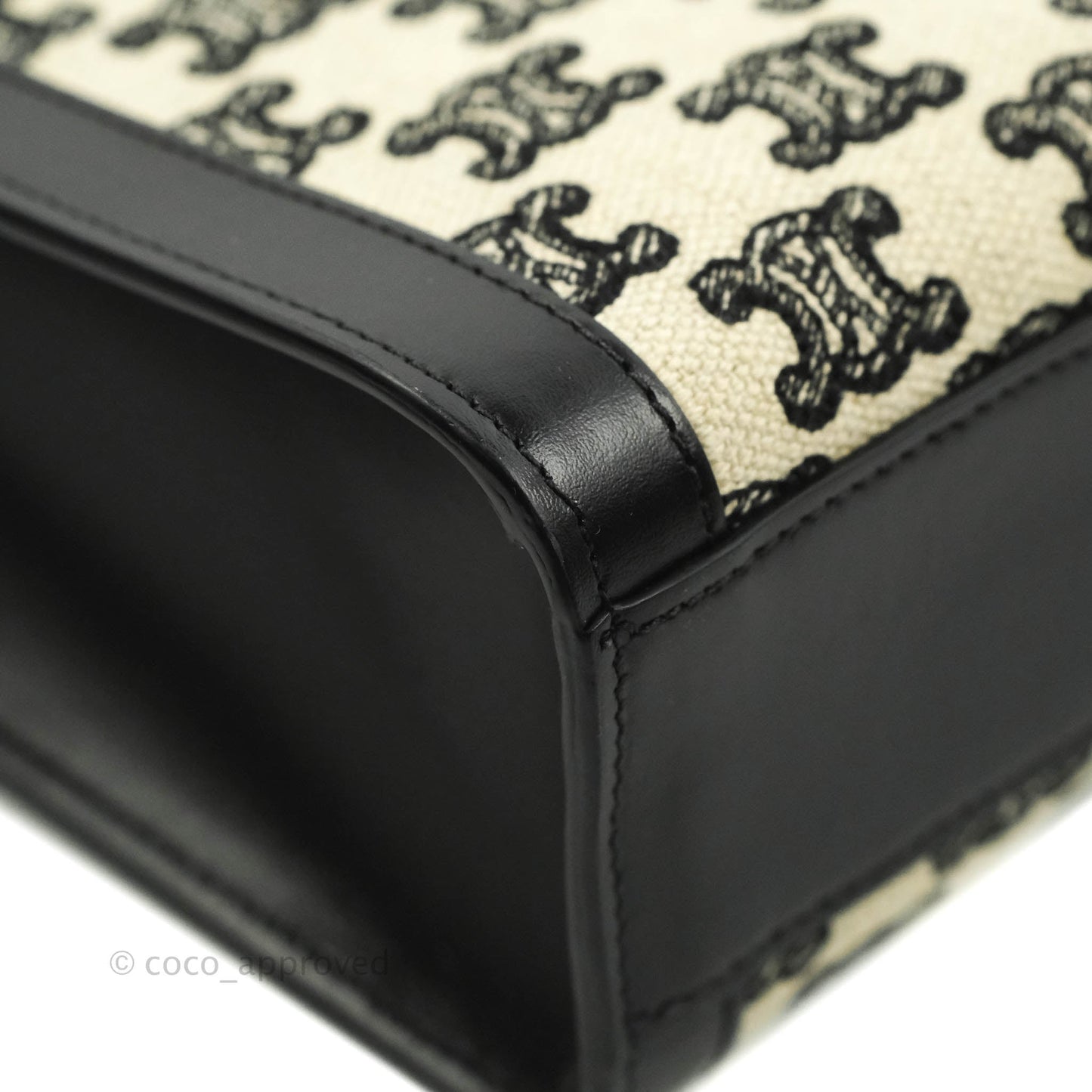 Celine Small Cabas Vertical Tote Triomphe Embroidery Black Textlie