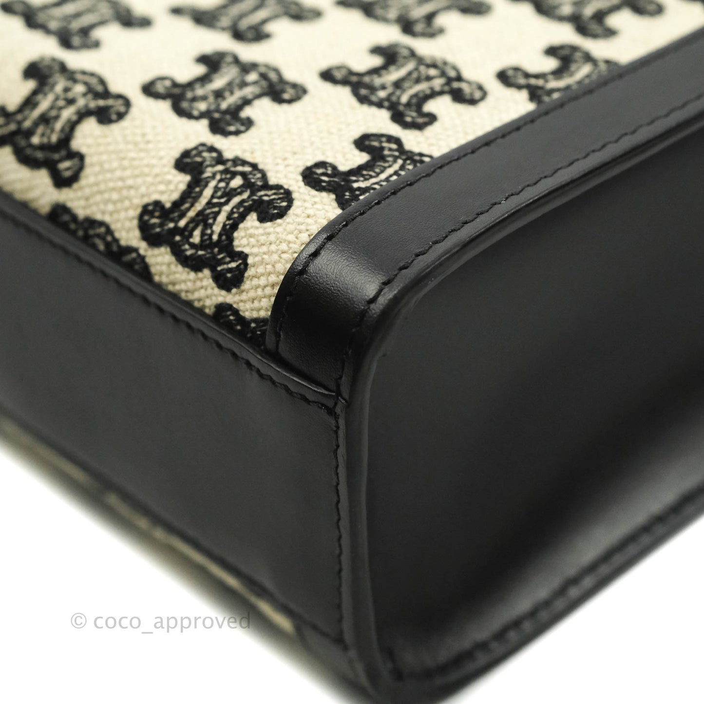 Celine Small Cabas Vertical Tote Triomphe Embroidery Black Textlie