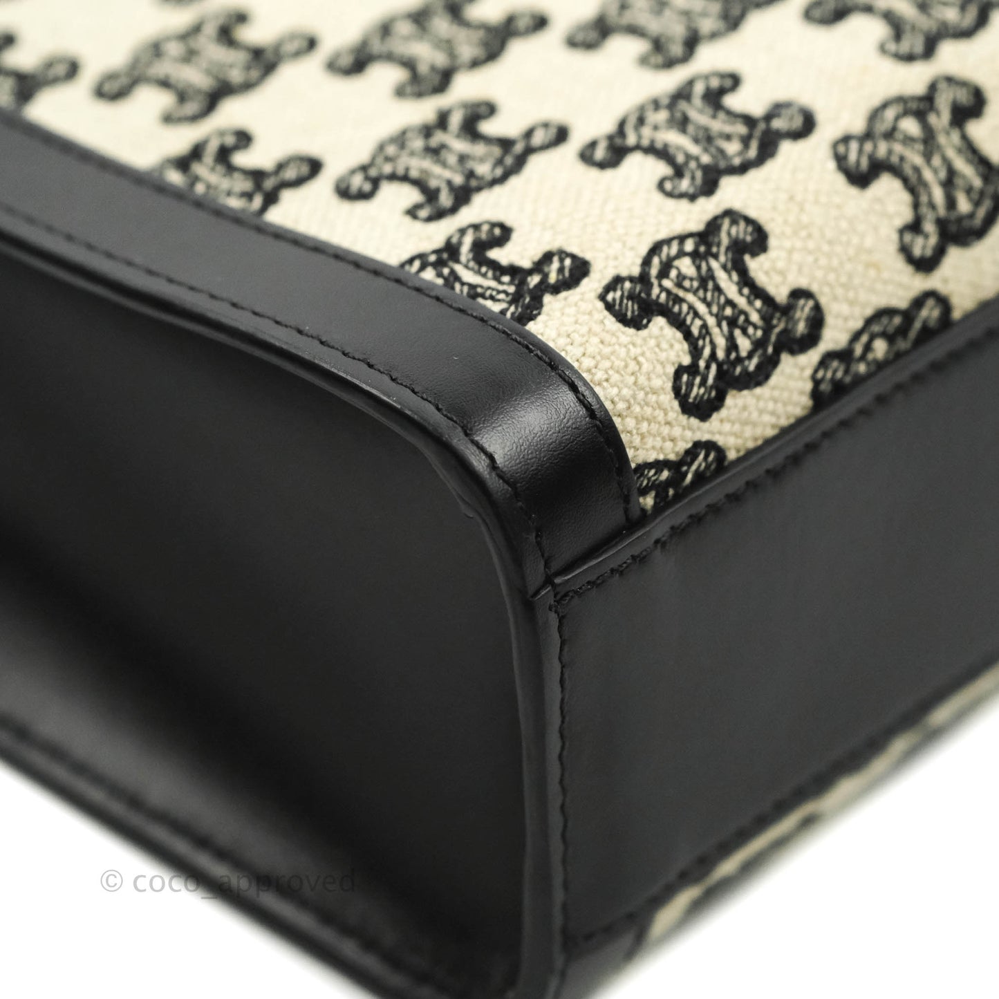 Celine Small Cabas Vertical Tote Triomphe Embroidery Black Textlie