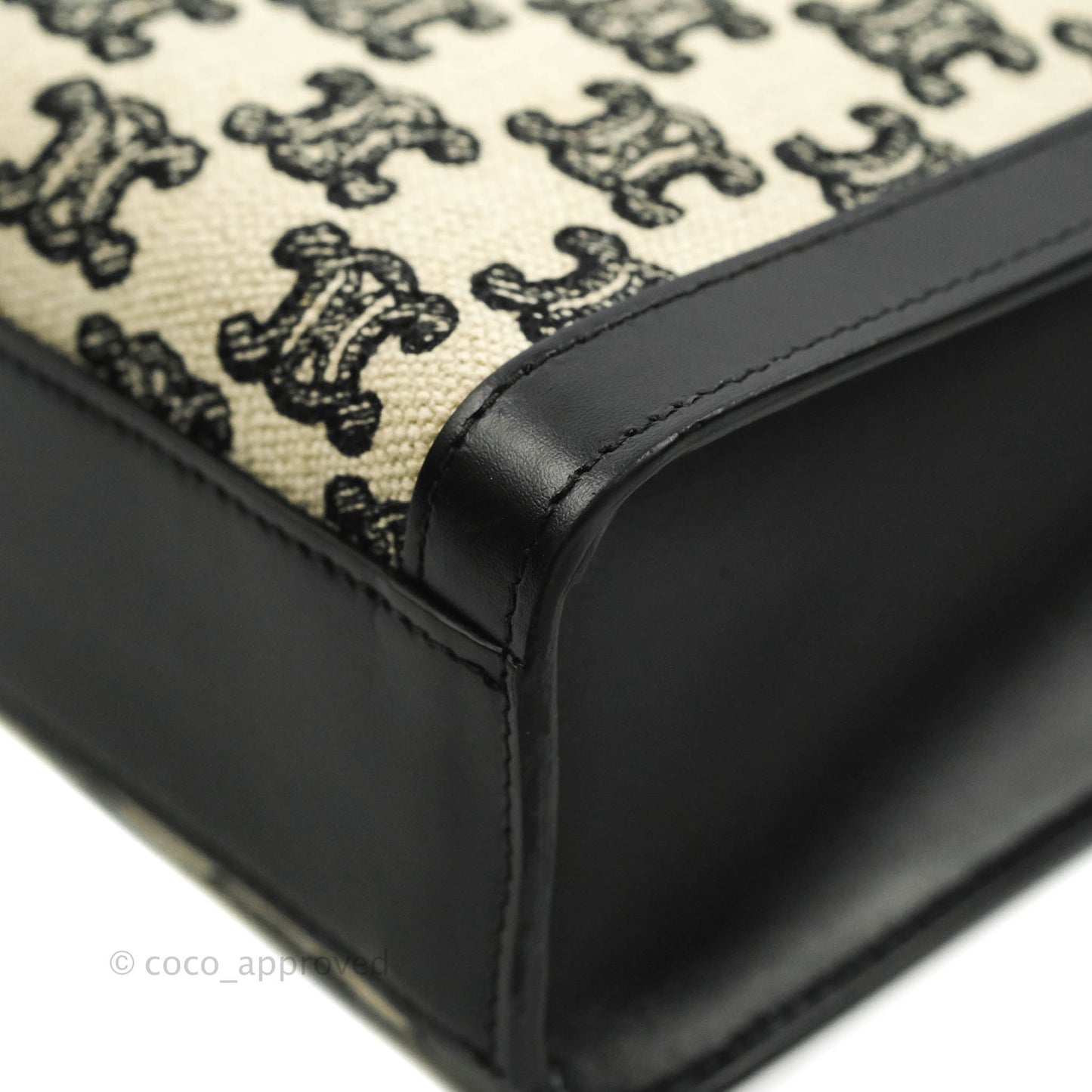 Celine Small Cabas Vertical Tote Triomphe Embroidery Black Textlie