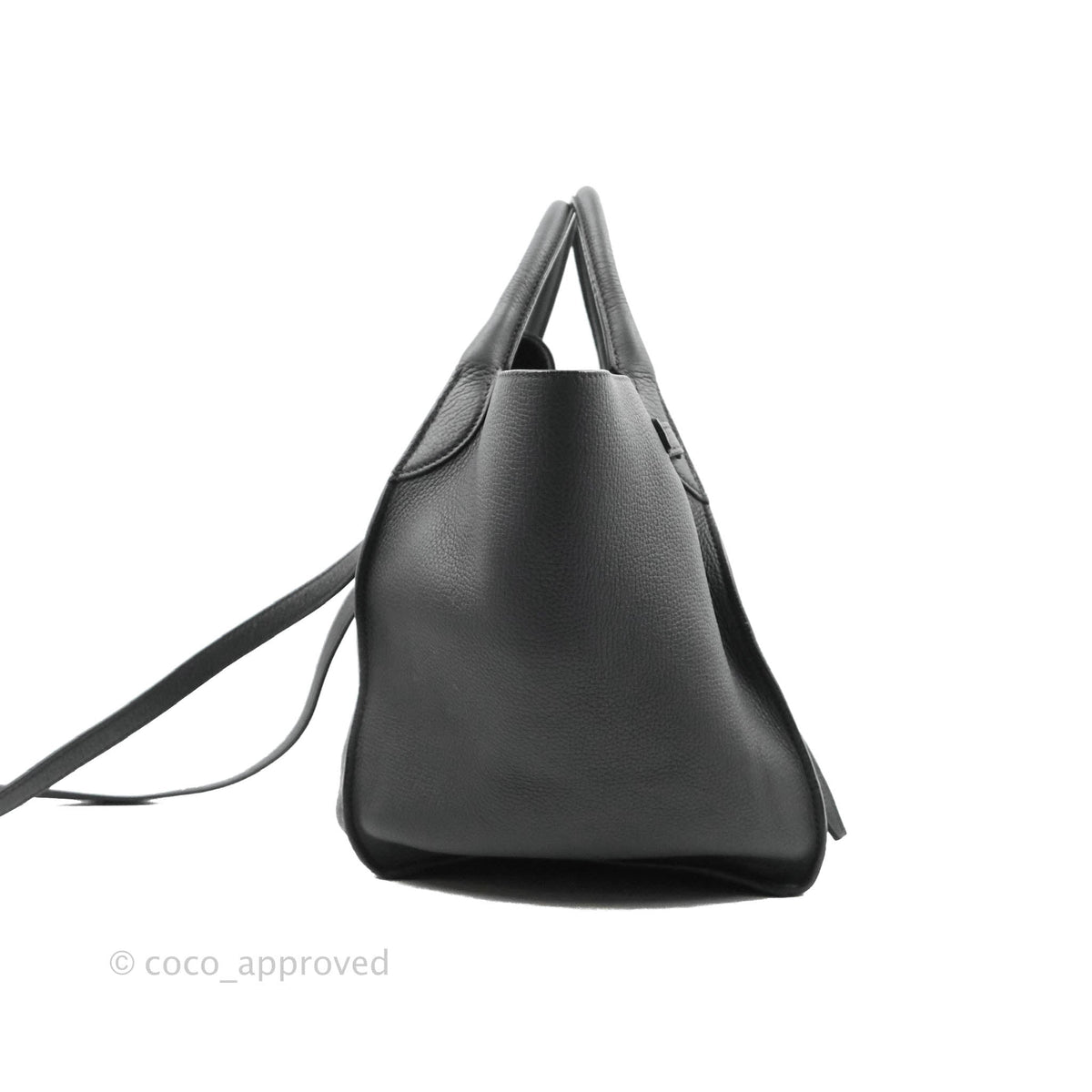 Celine Small Big Bag Black Supple Grained Leather Silver Hardware Dark Grey