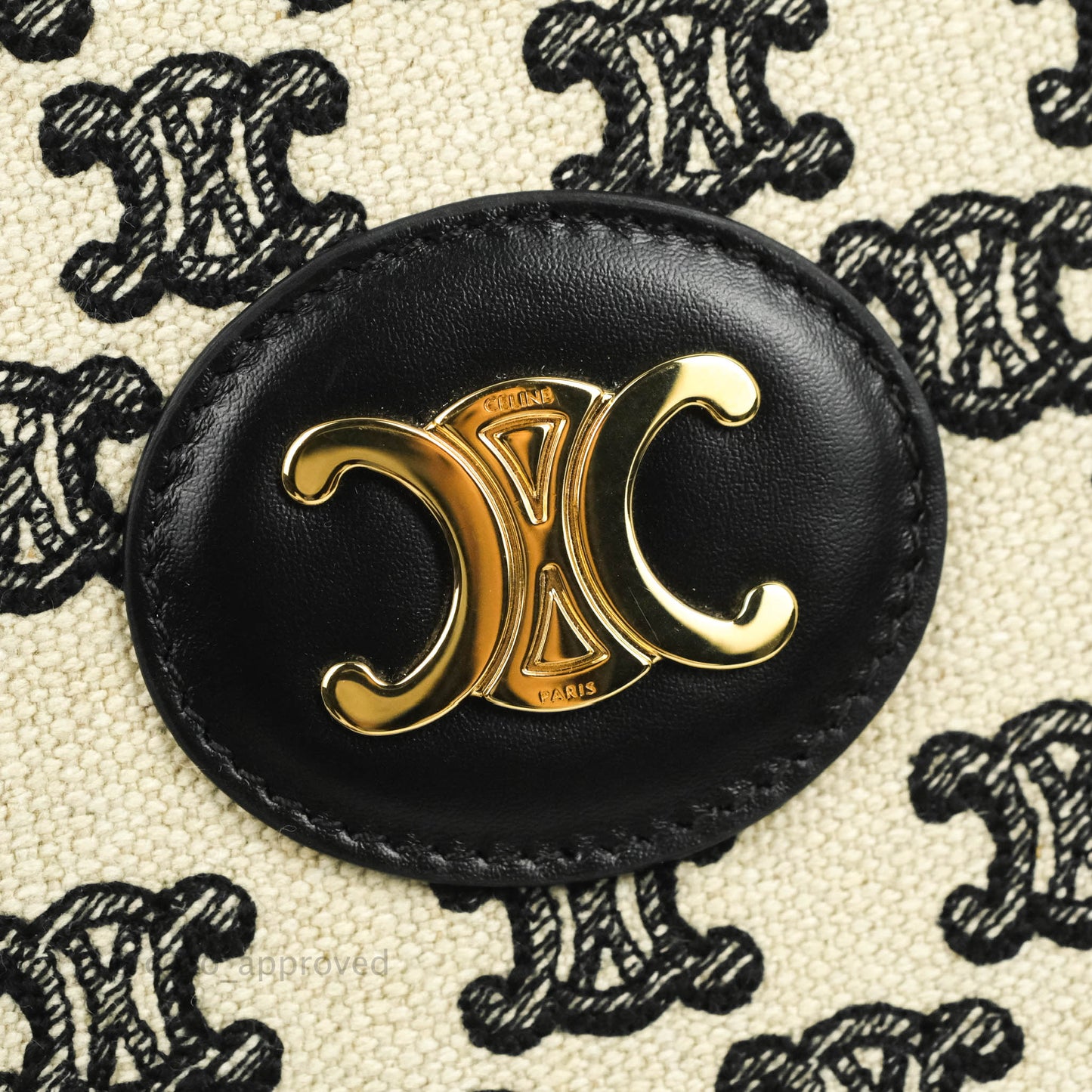 Celine Small Cabas Vertical Tote Triomphe Embroidery Black Textlie