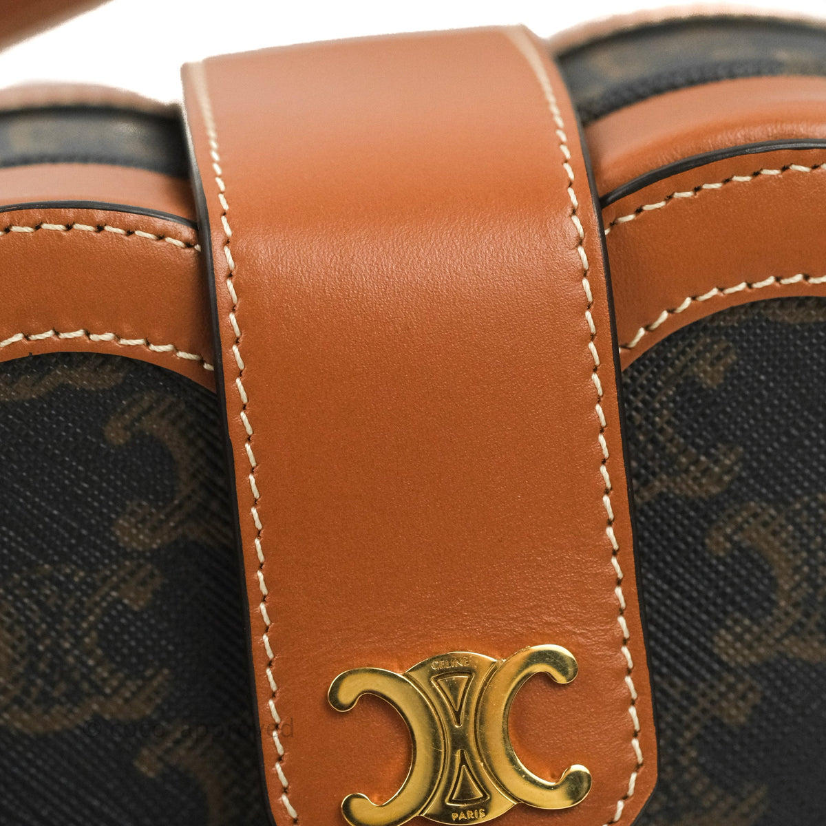 Celine Heart Tambour Bag Triomphe Canvas Tan