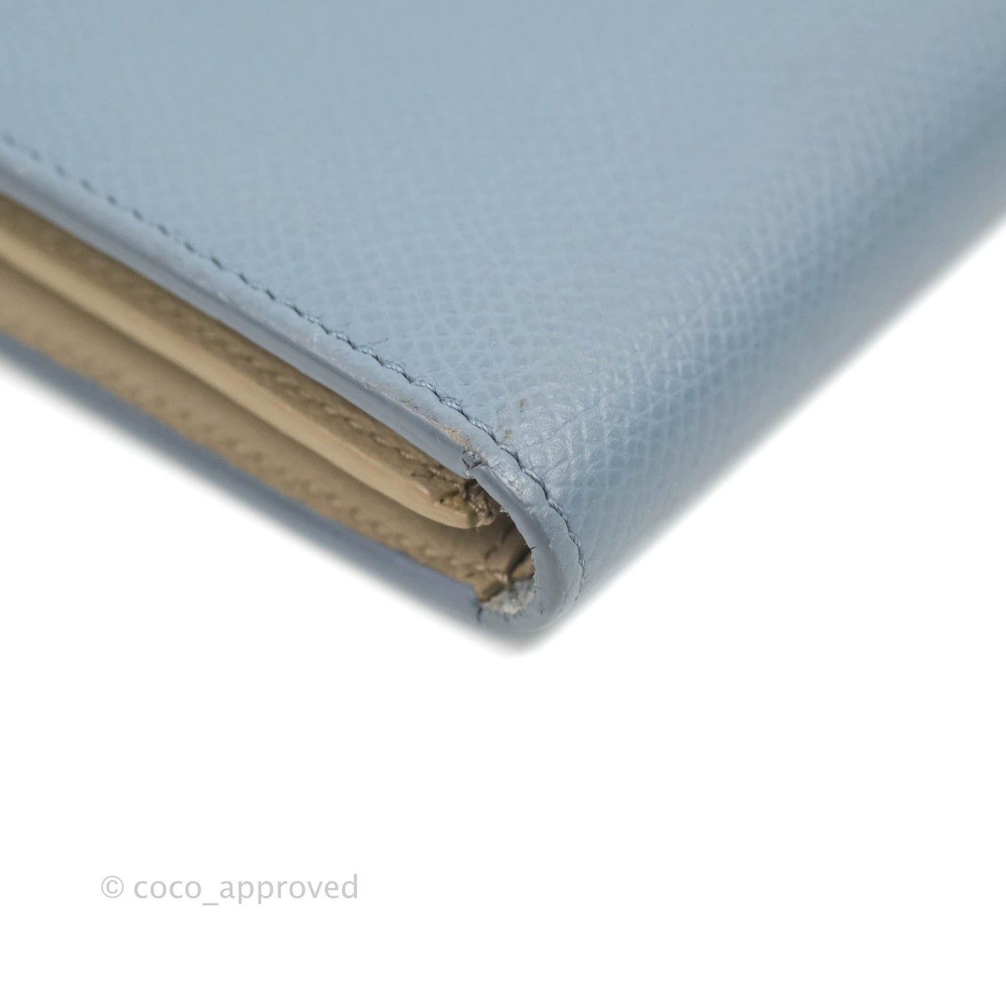 Celine Strap Medium Wallet Grained Leather Blue/Taupe