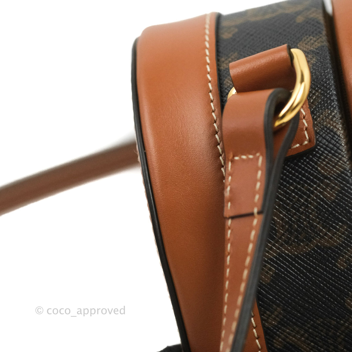 Celine Heart Tambour Bag Triomphe Canvas Tan
