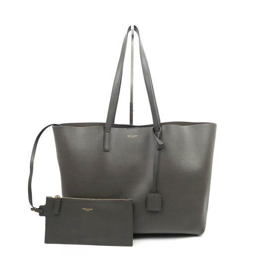 Saint Laurent East West with Pouch Dark Grey Calfskin Tote Bag