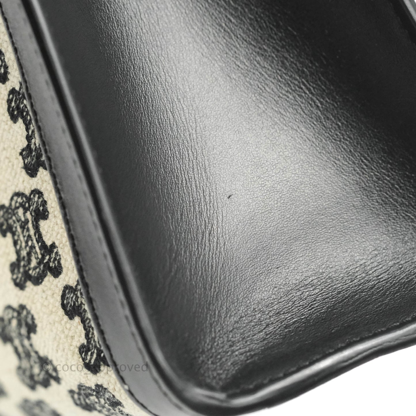 Celine Small Cabas Vertical Tote Triomphe Embroidery Black Textlie