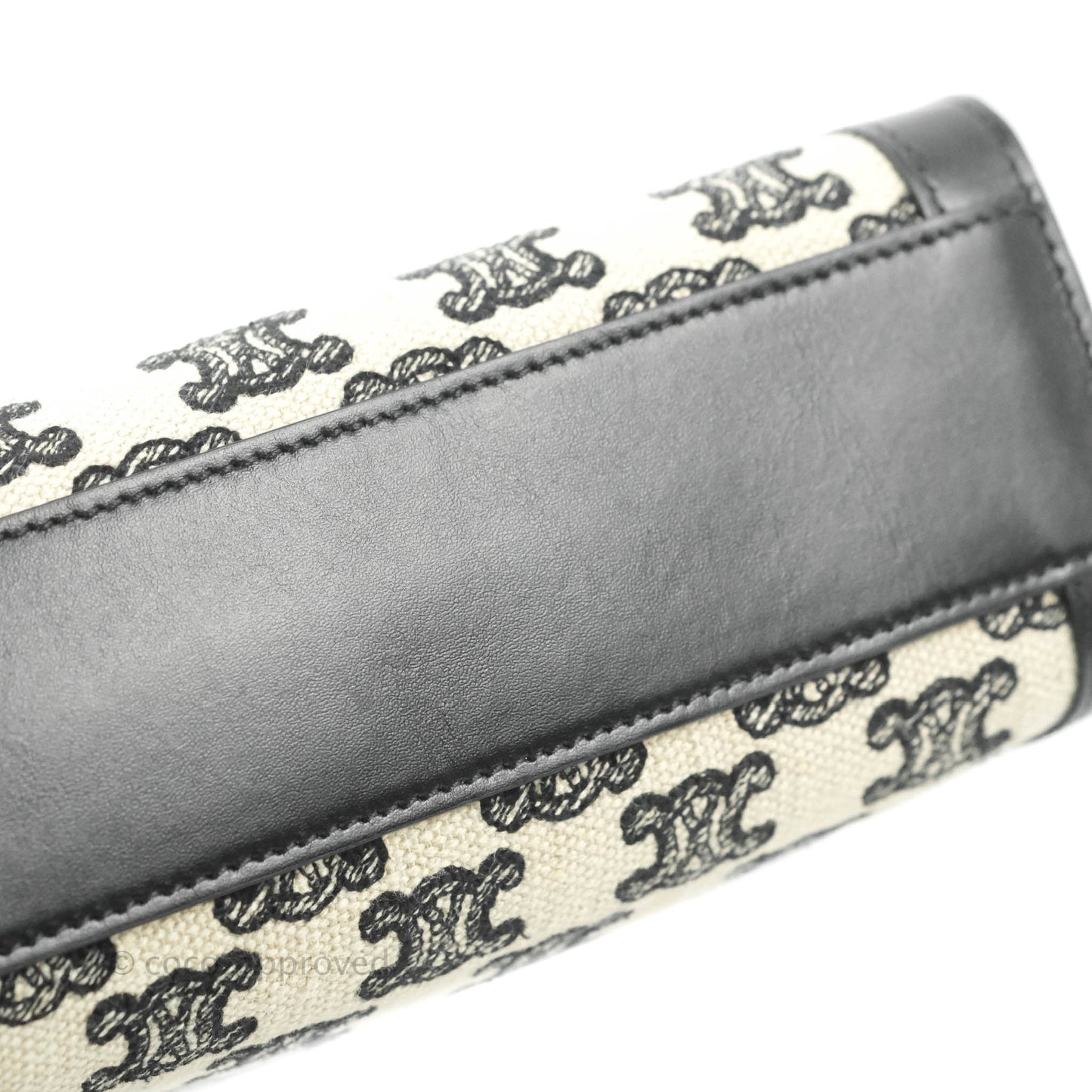 Celine Small Cabas Vertical Tote Triomphe Embroidery Black Textlie