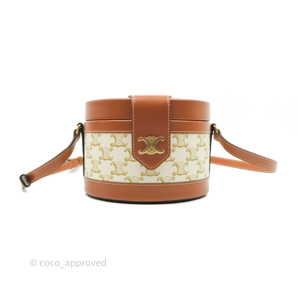 Celine Medium Tambour Bag White Triomphe Canvas