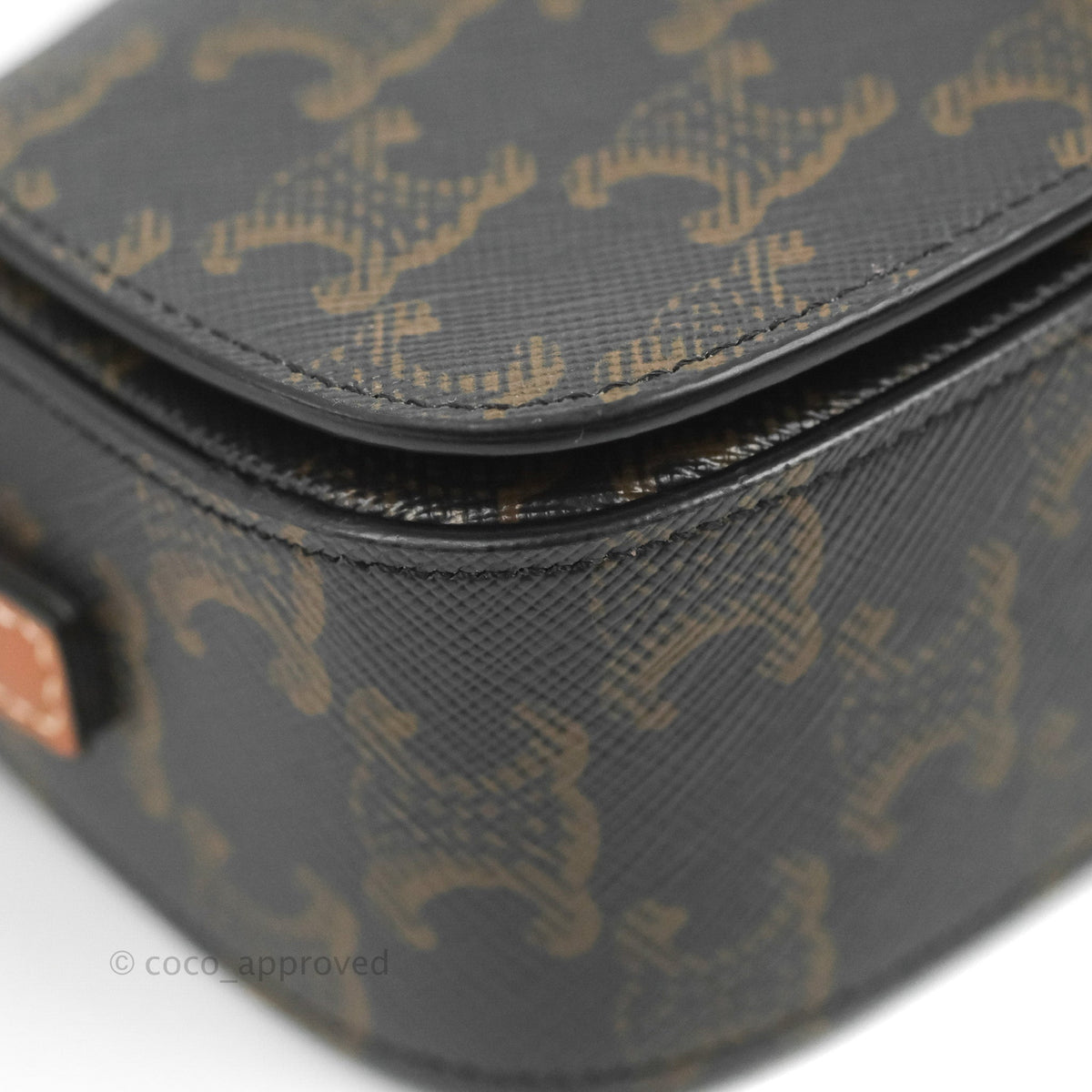 Celine Clutch on Strap Tabou Triomphe Canvas Tan Calfskin