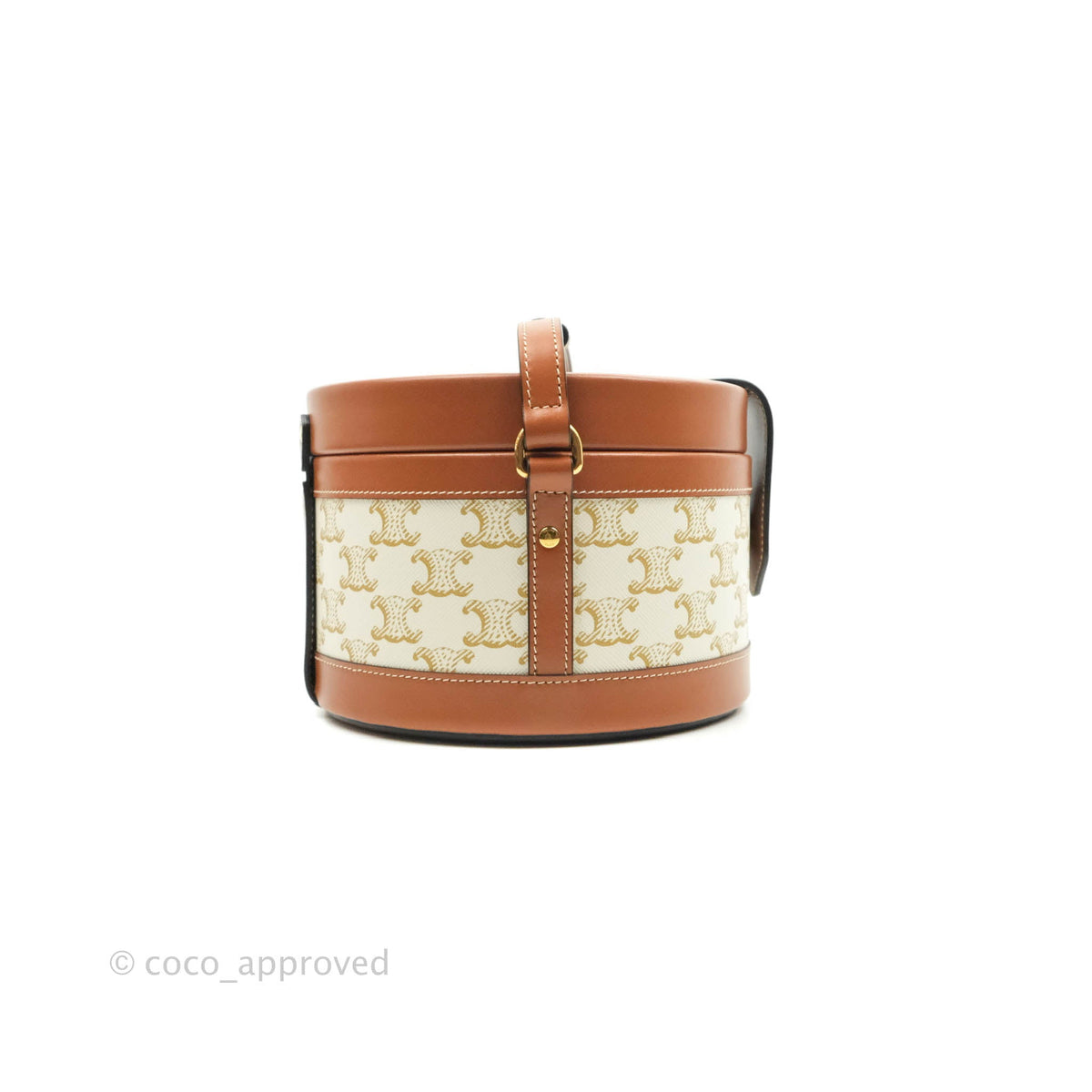Celine Medium Tambour Bag White Triomphe Canvas