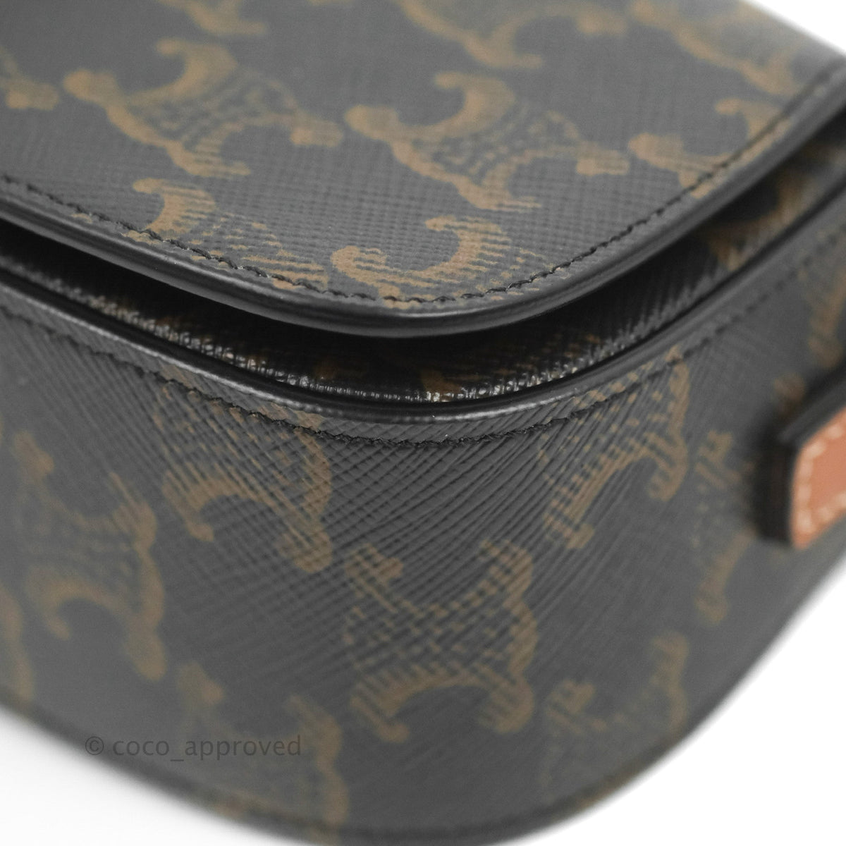 Celine Clutch on Strap Tabou Triomphe Canvas Tan Calfskin