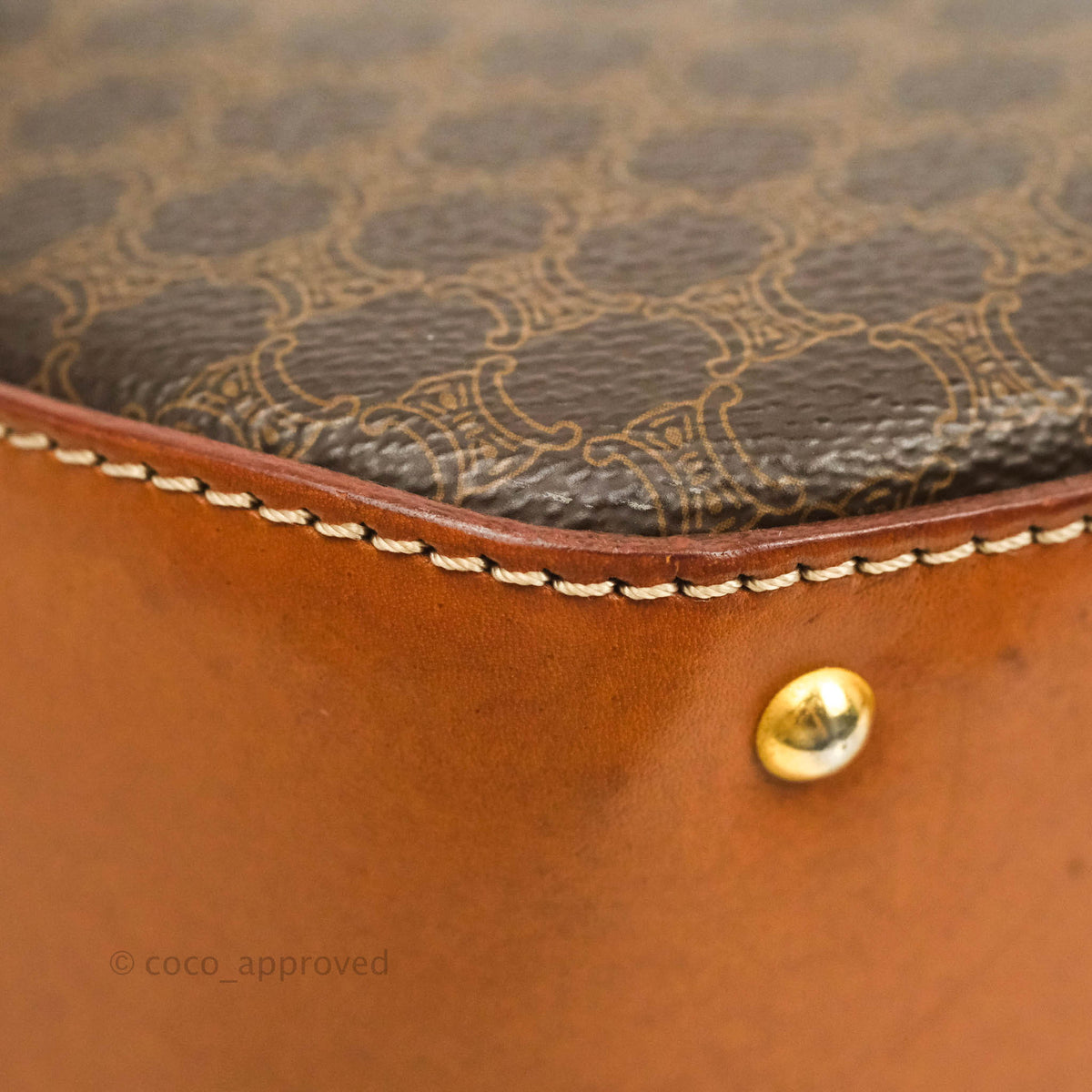 Celine Vintage Brown Canvas Top Handle Bag