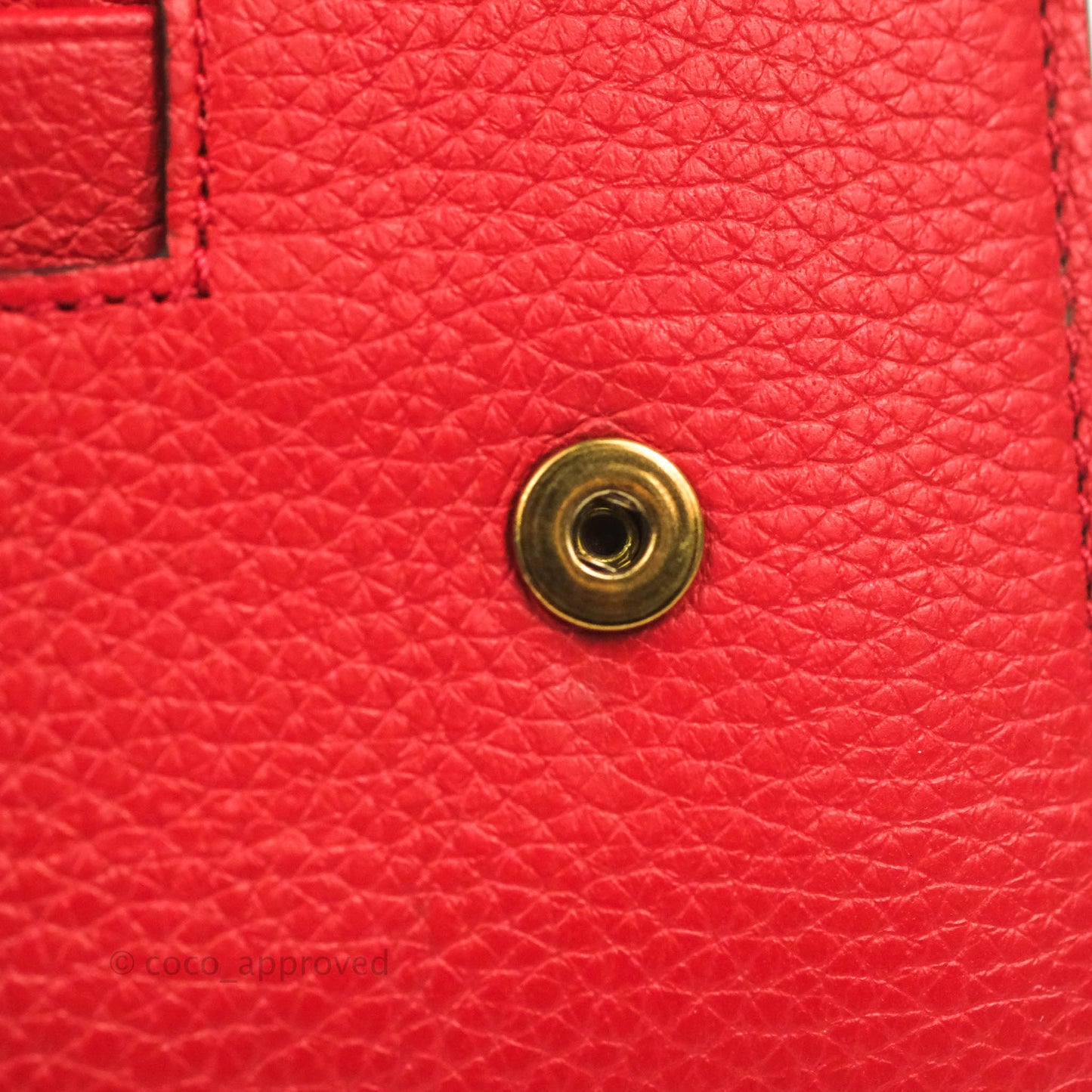 Celine Large Multifunction Flap Wallet Red Grained Leather