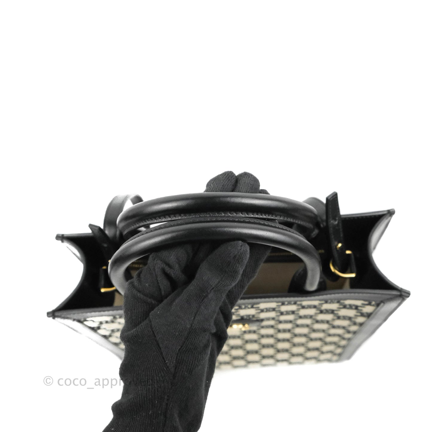 Celine Small Cabas Vertical Tote Triomphe Embroidery Black Textlie