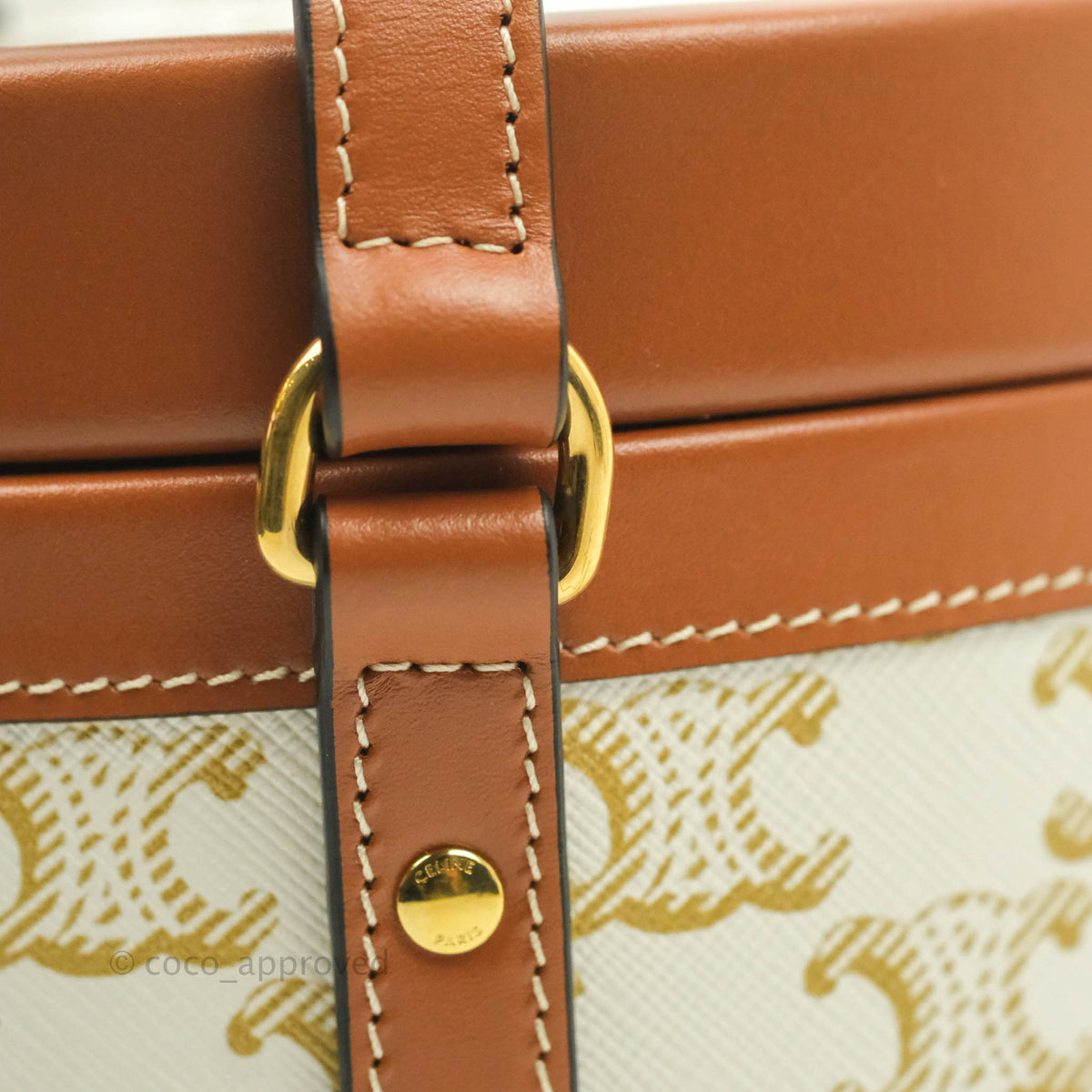 Celine Medium Tambour Bag White Triomphe Canvas