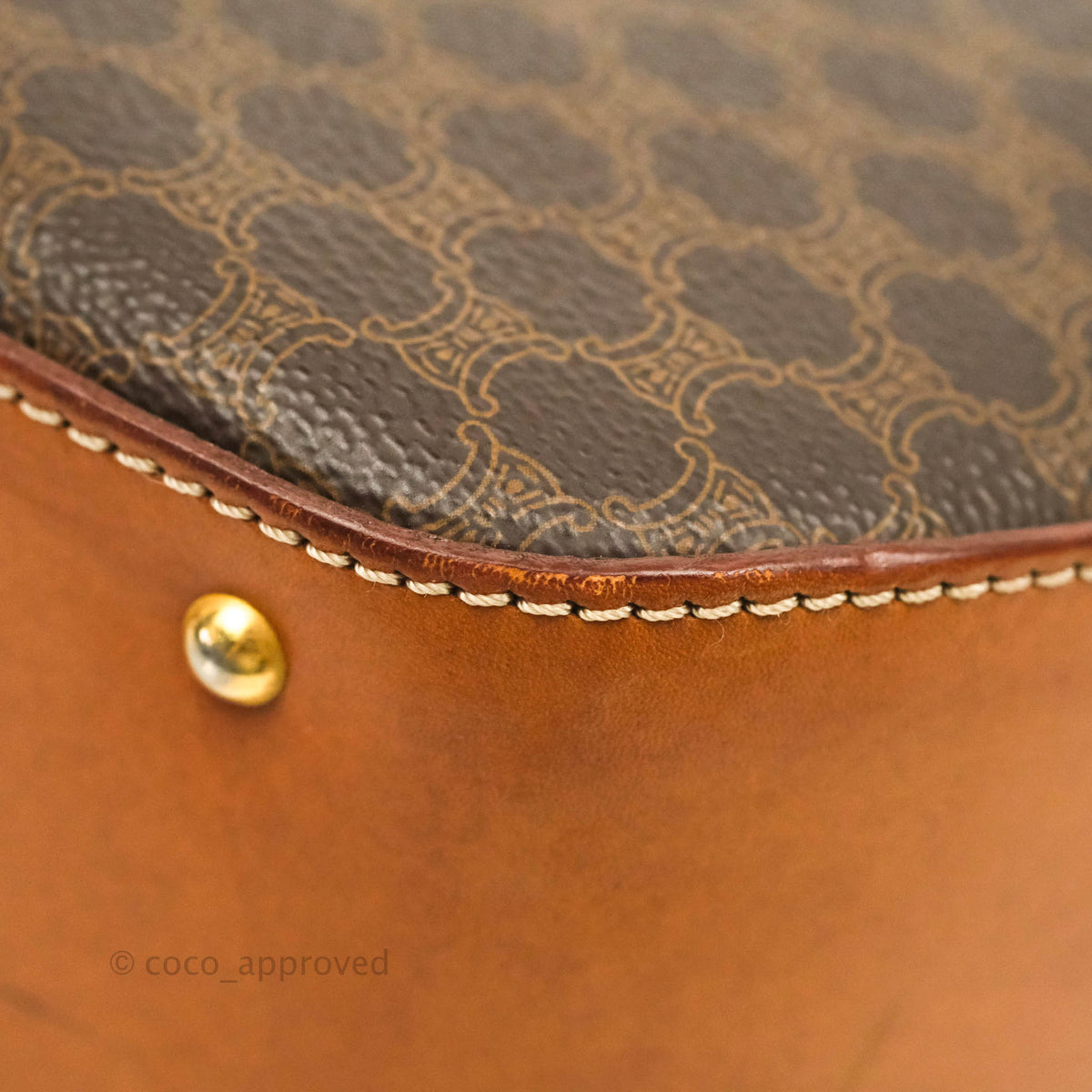 Celine Vintage Brown Canvas Top Handle Bag