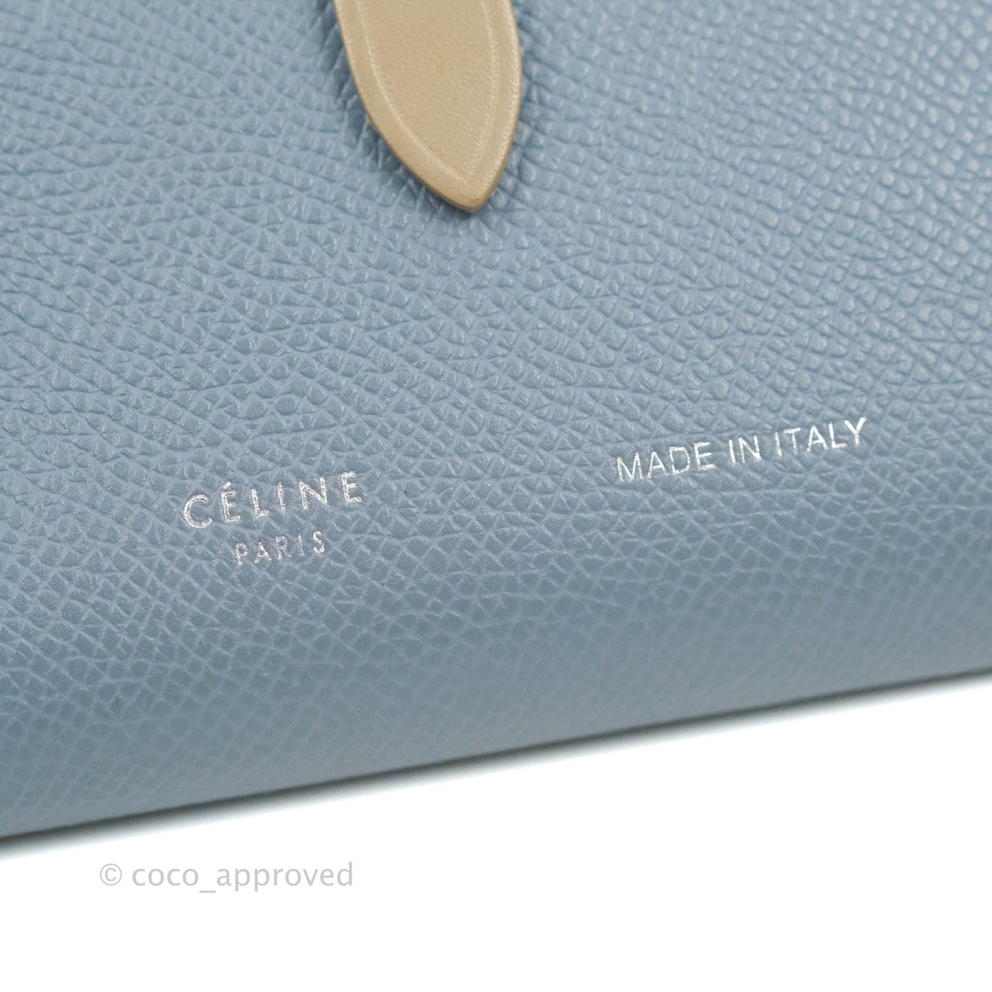 Celine Strap Medium Wallet Grained Leather Blue/Taupe
