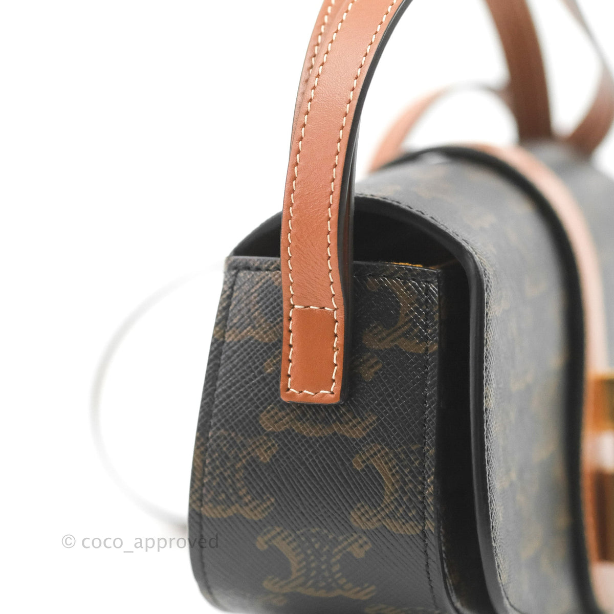 Celine Clutch on Strap Tabou Triomphe Canvas Tan Calfskin