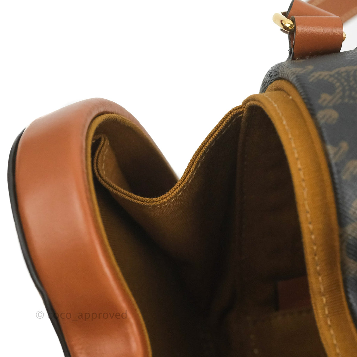 Celine Heart Tambour Bag Triomphe Canvas Tan
