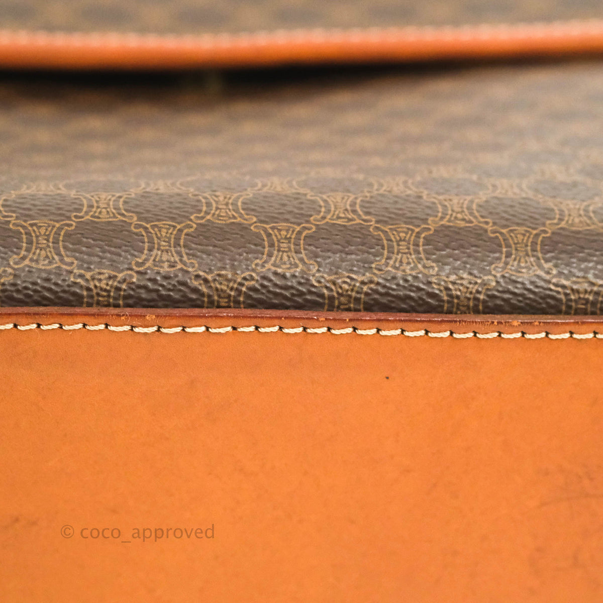 Celine Vintage Brown Canvas Top Handle Bag