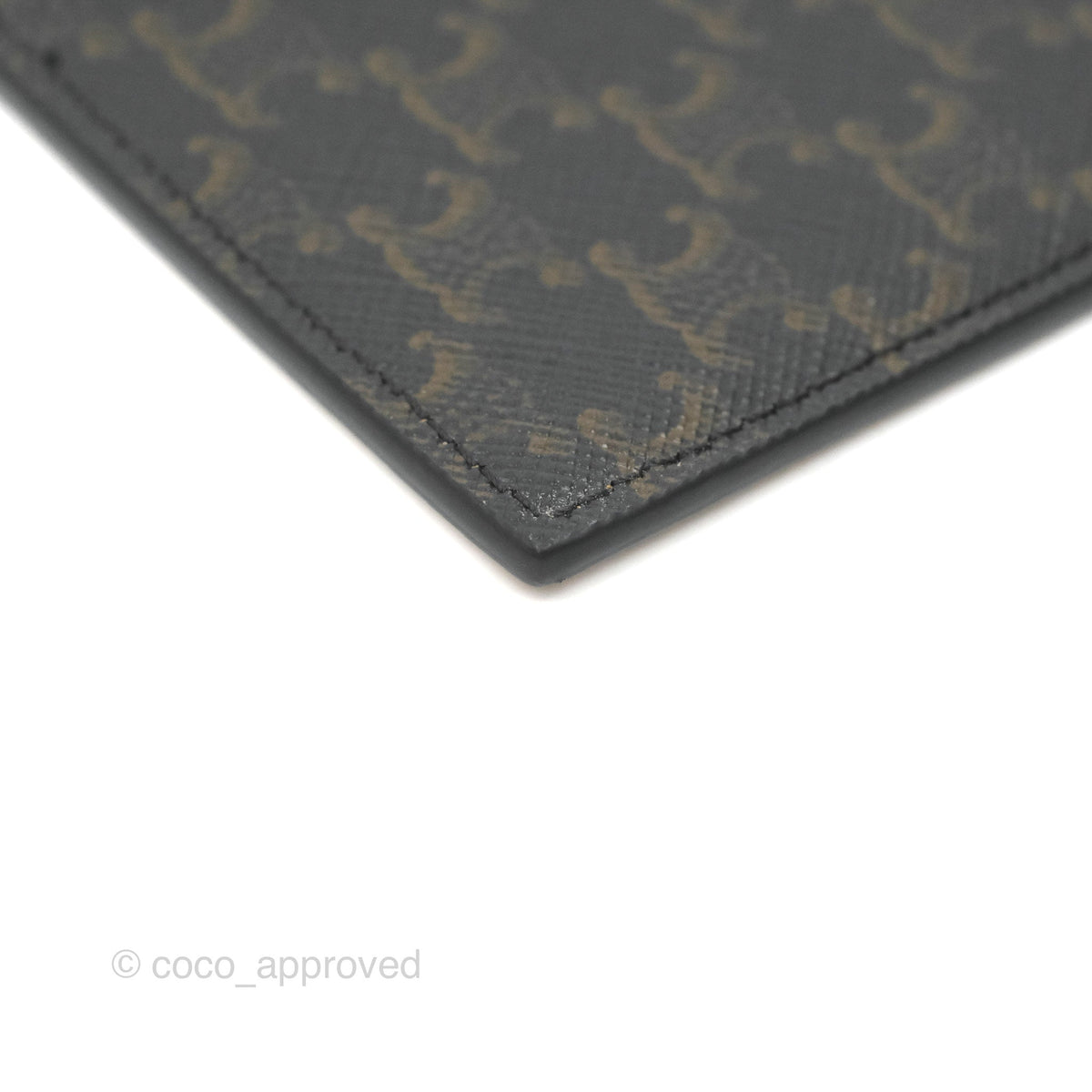 Celine Zipped Card Holder Triomphe Canvas Tan Lambskin