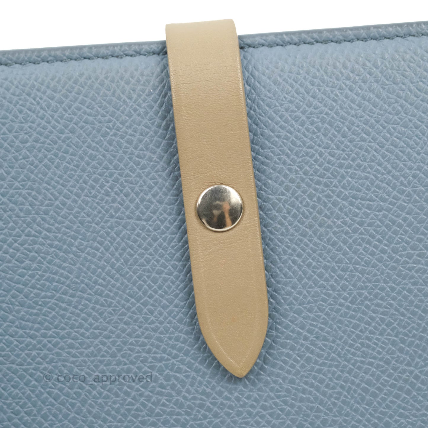Celine Strap Medium Wallet Grained Leather Blue/Taupe
