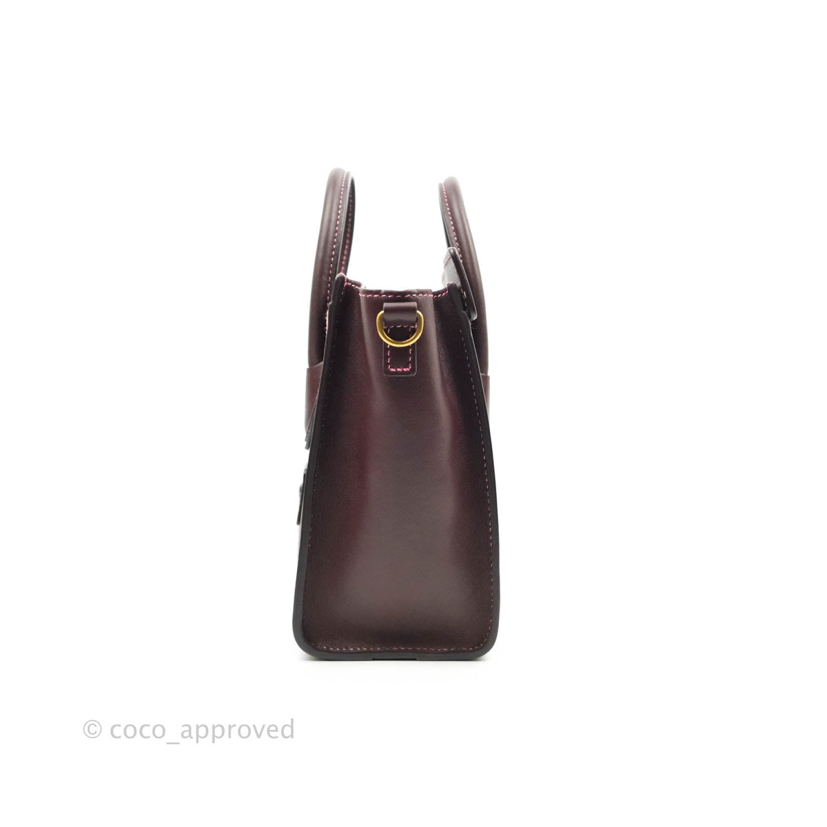 Celine Nano Luggage Bag Burgundy Gold Hardware