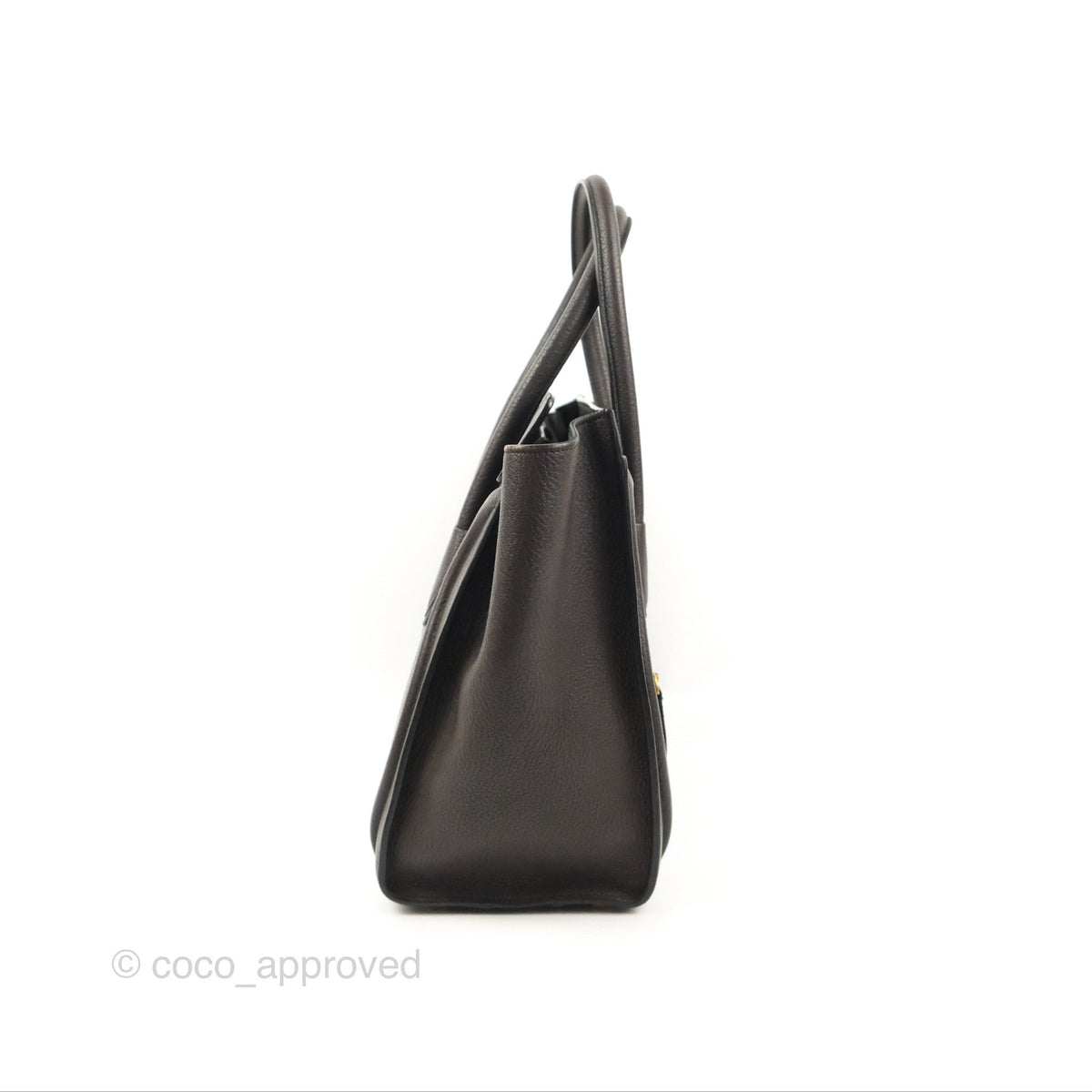 Celine Micro Luggage Handbag Dark Brown Grained Calfskin