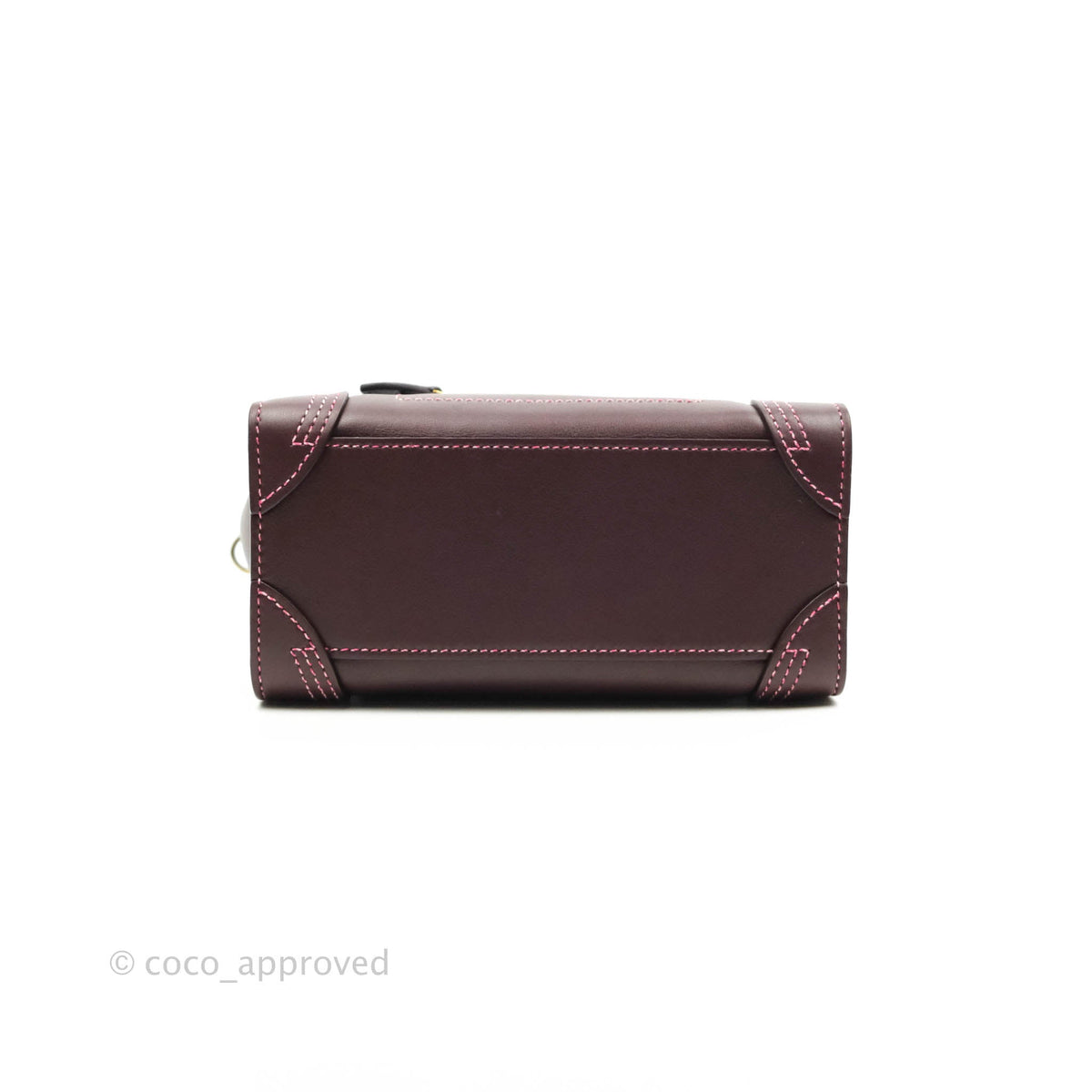 Celine Nano Luggage Bag Burgundy Gold Hardware