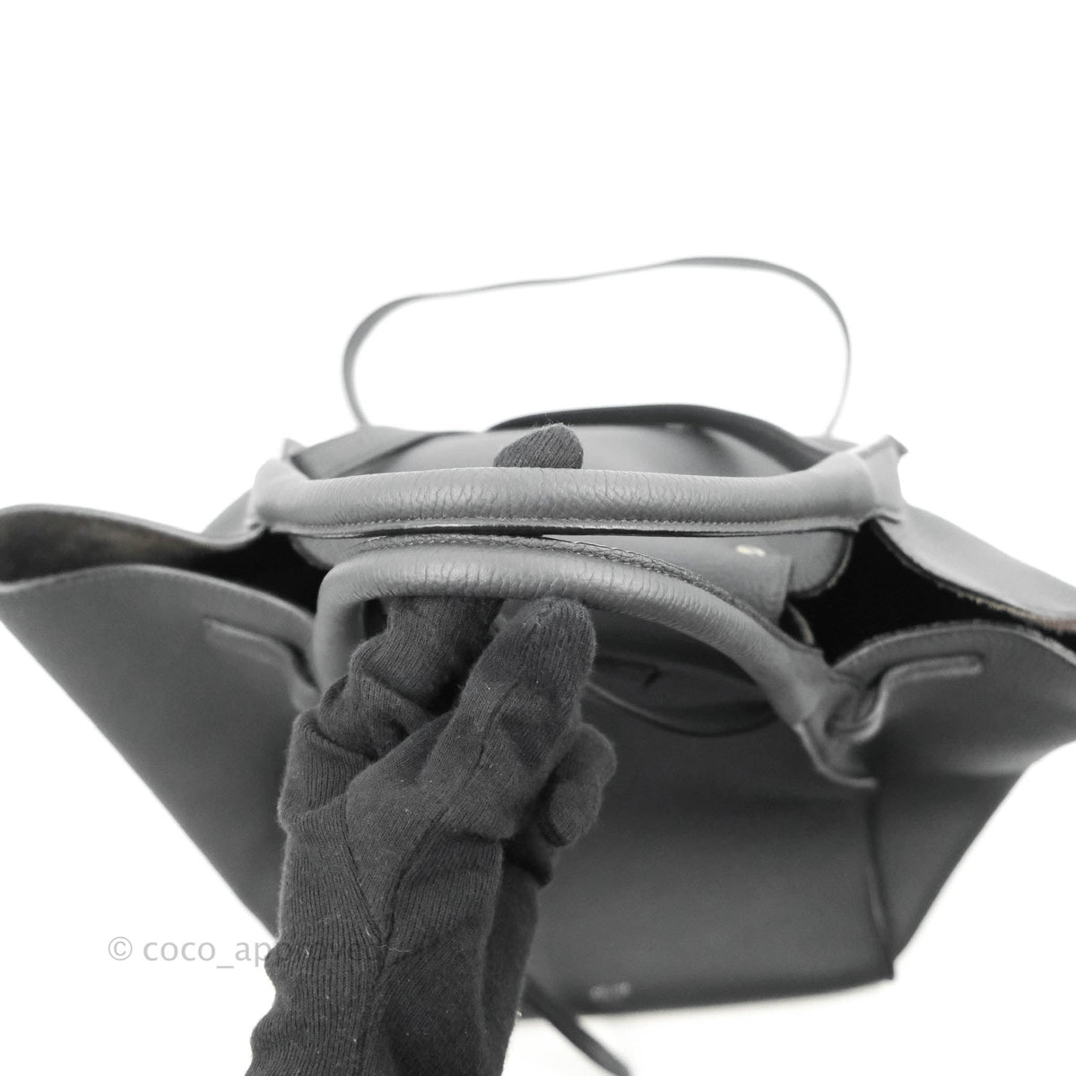 Celine Small Big Bag Black Supple Grained Leather Silver Hardware Dark Grey