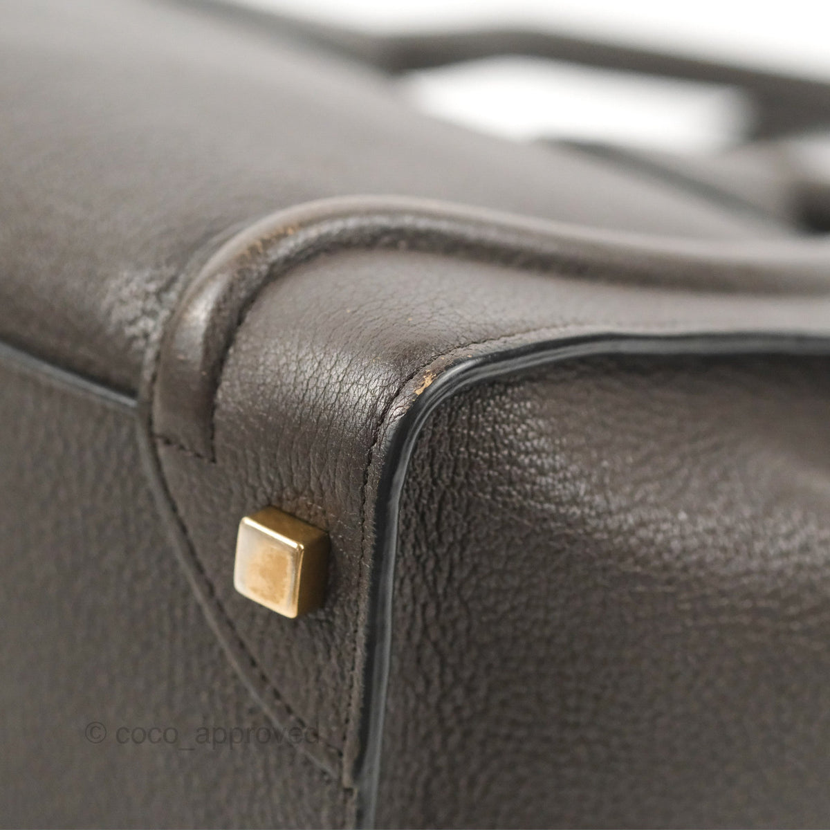 Celine Micro Luggage Handbag Dark Brown Grained Calfskin