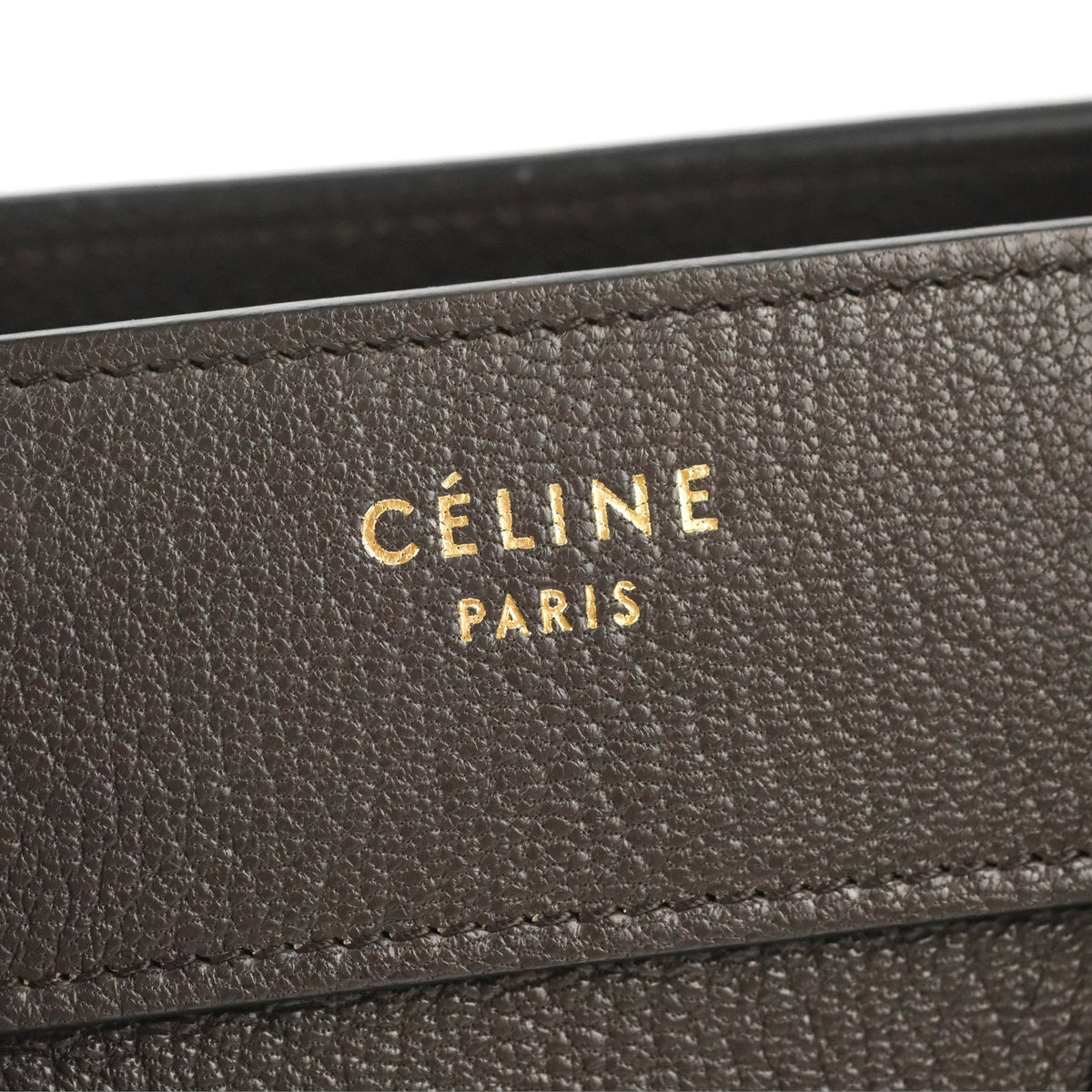 Celine Micro Luggage Handbag Dark Brown Grained Calfskin