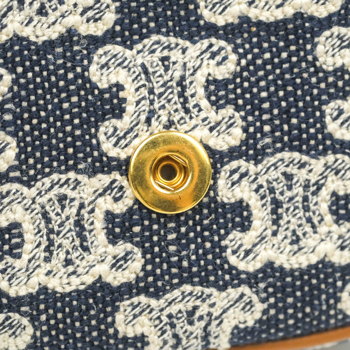 Celine Mini Besace in Navy Textile with Triomphe Embroidery Calfskin