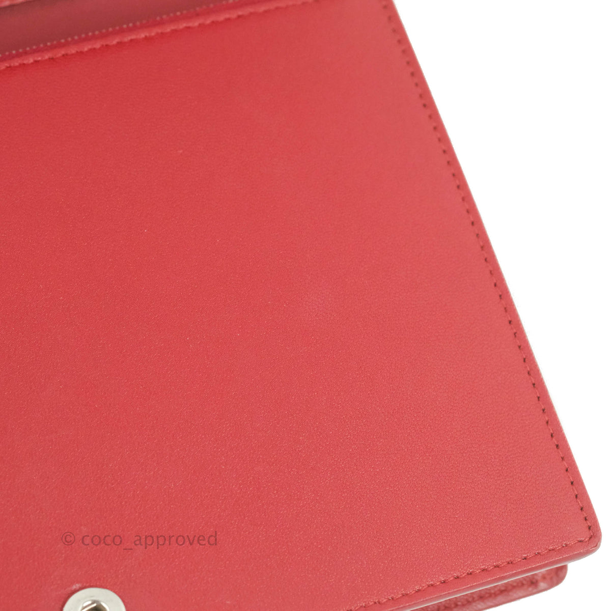 Celine Frame Evening Clutch On Chain Red Pink Smooth Lambskin Silver Hardware