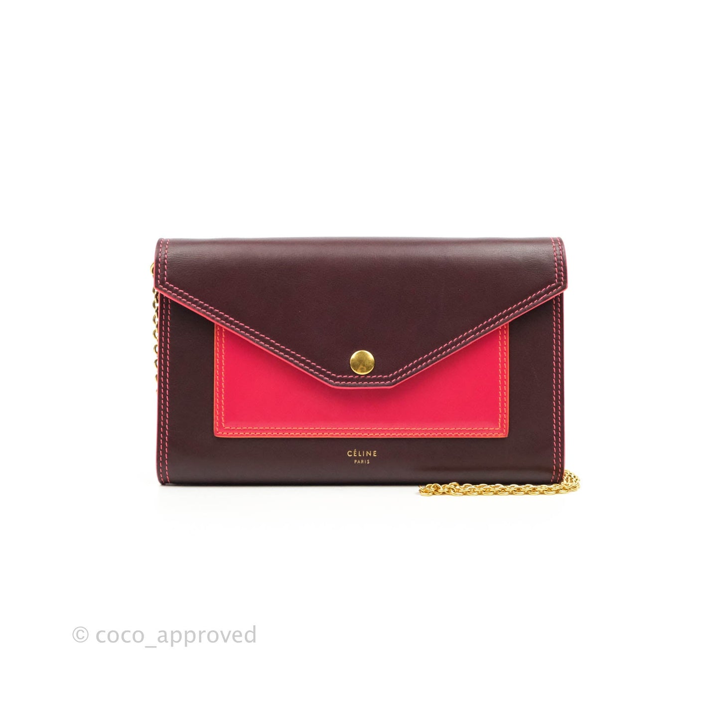 Celine Pocket Envelope Wallet on Chain Maroon