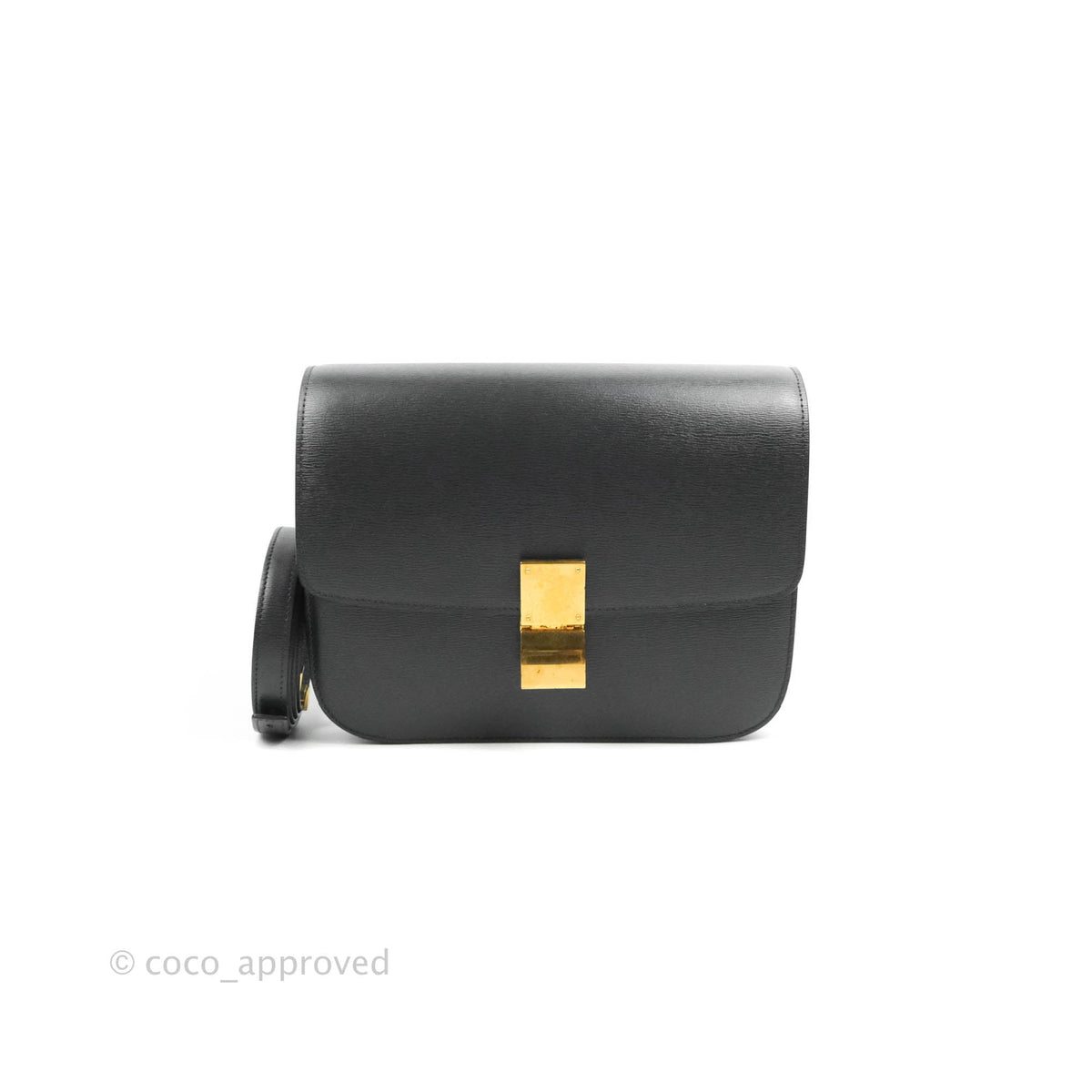 Celine Medium Classic Box Flap Dark Grey Liege Calfskin