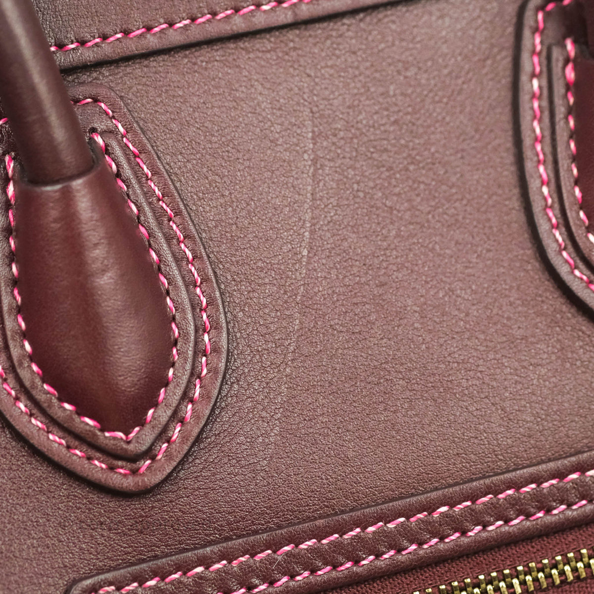 Celine Nano Luggage Bag Burgundy Gold Hardware