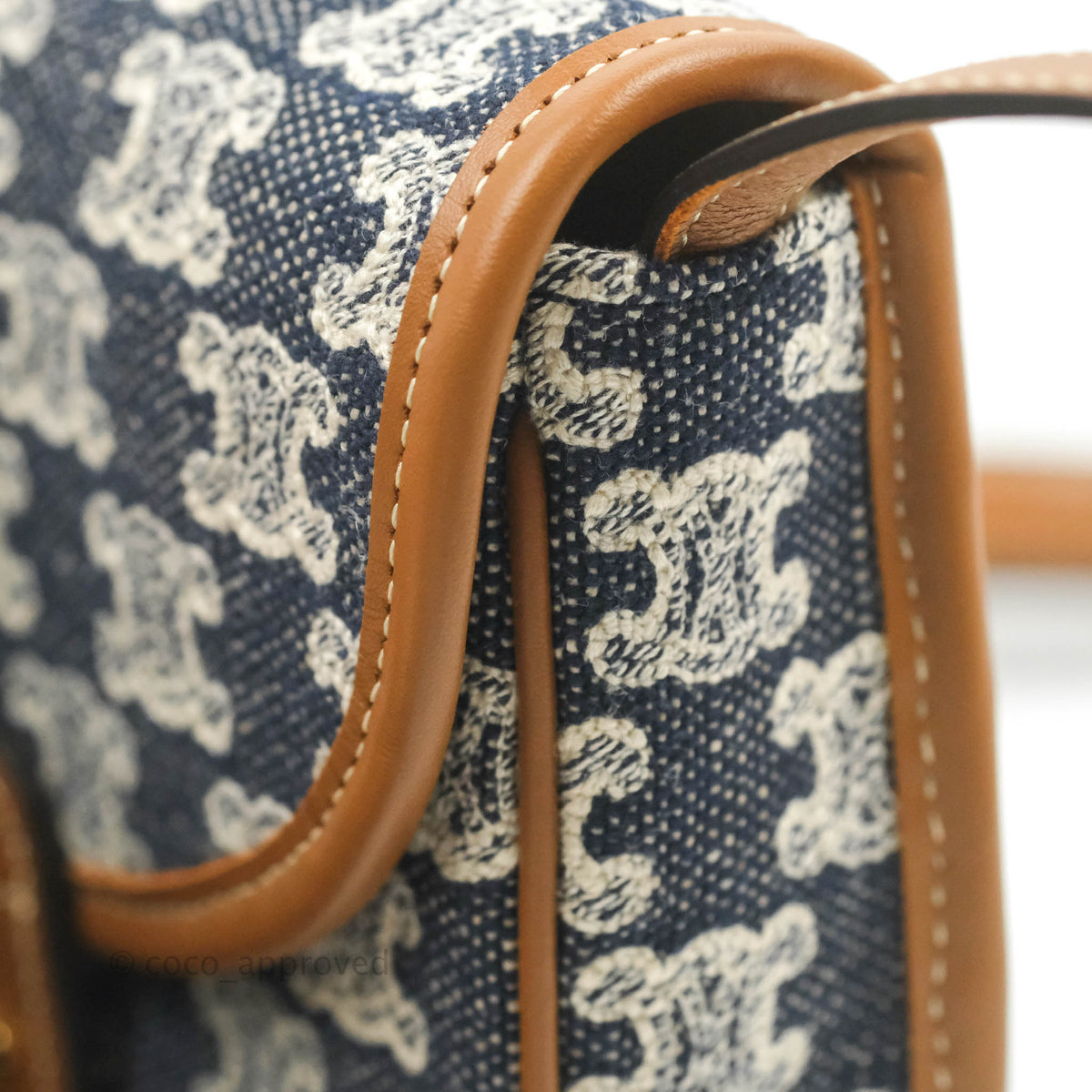 Celine Mini Besace in Navy Textile with Triomphe Embroidery Calfskin