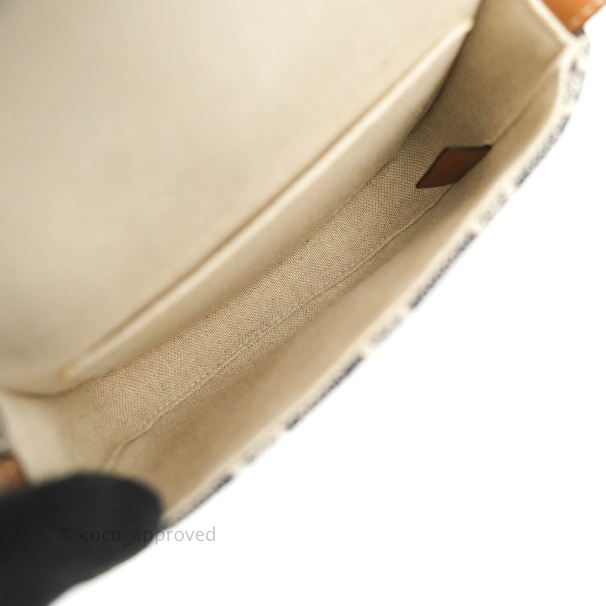 Celine Mini Besace in Navy Textile with Triomphe Embroidery Calfskin