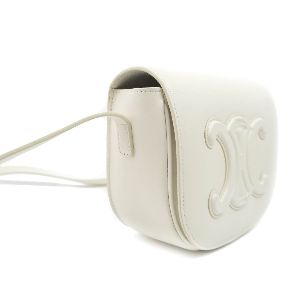 Celine Folco Cuir Triomphe White Smooth Calfskin