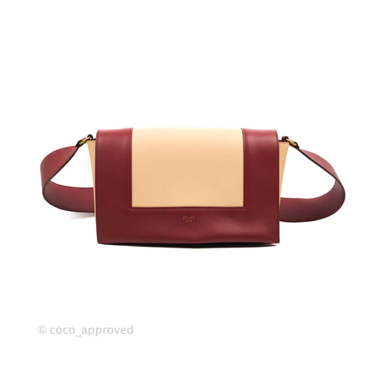 Celine Frame Shoulder Bag Beige Red Calfskin Gold Hardware