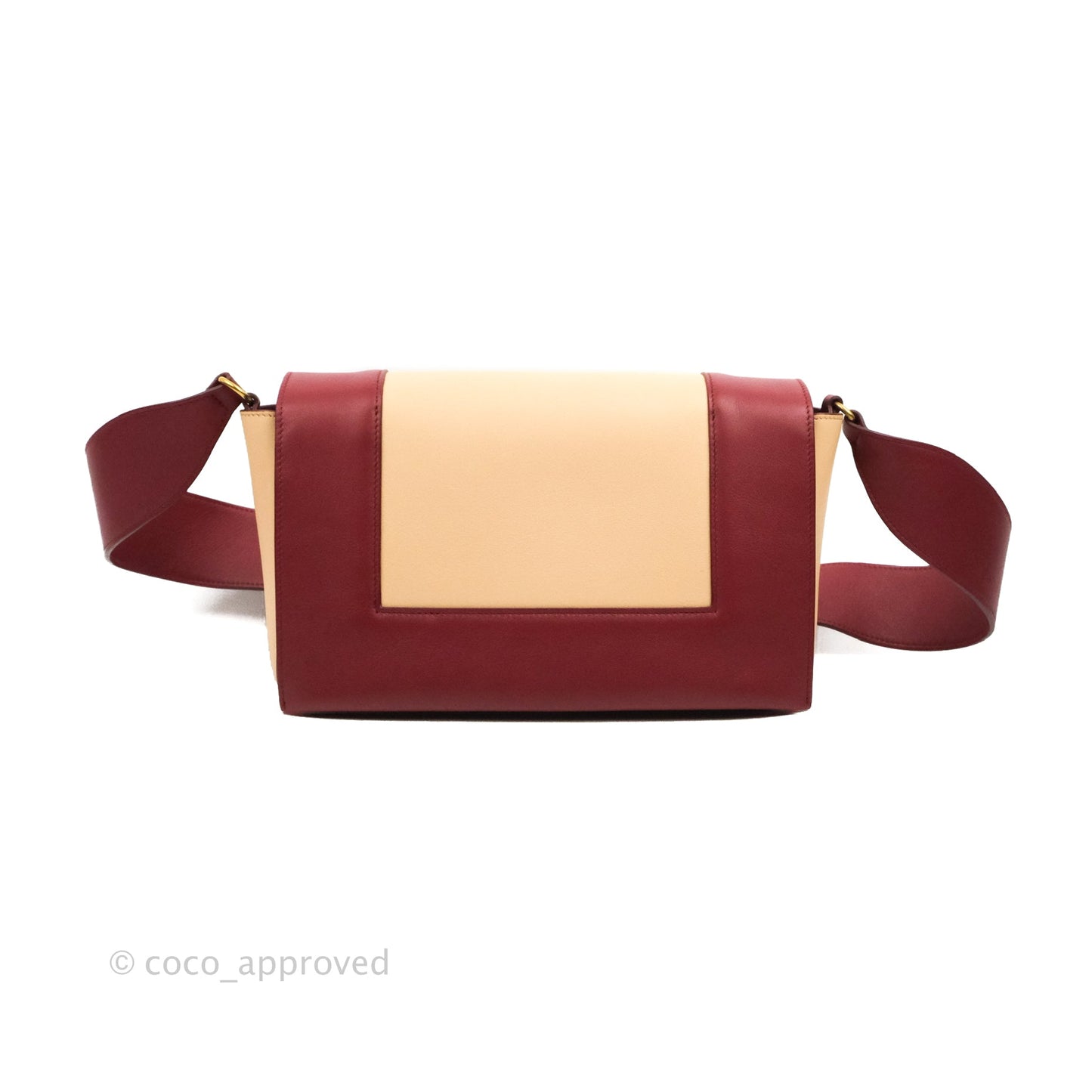 Celine Frame Shoulder Bag Beige Red Calfskin Gold Hardware