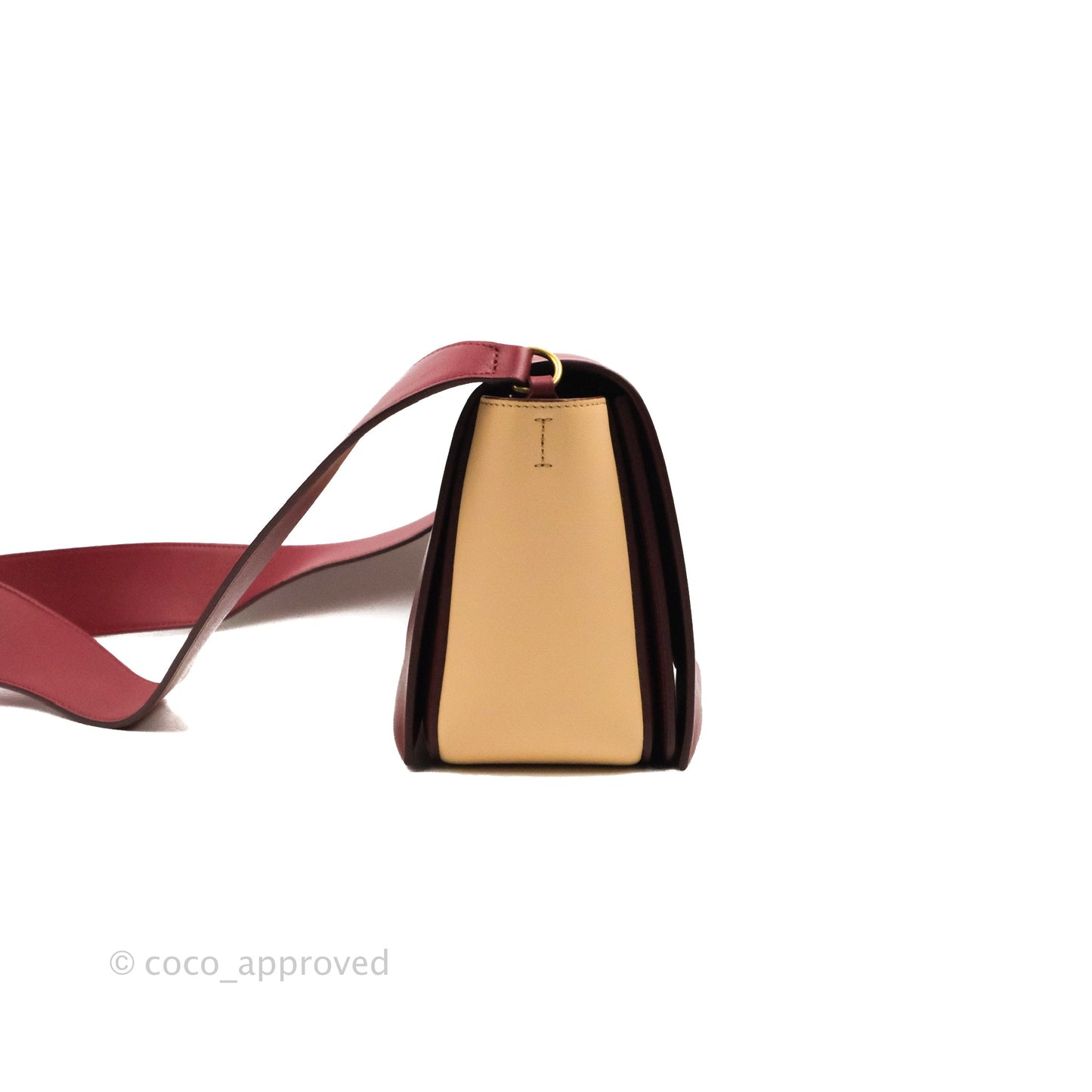 Celine Frame Shoulder Bag Beige Red Calfskin Gold Hardware