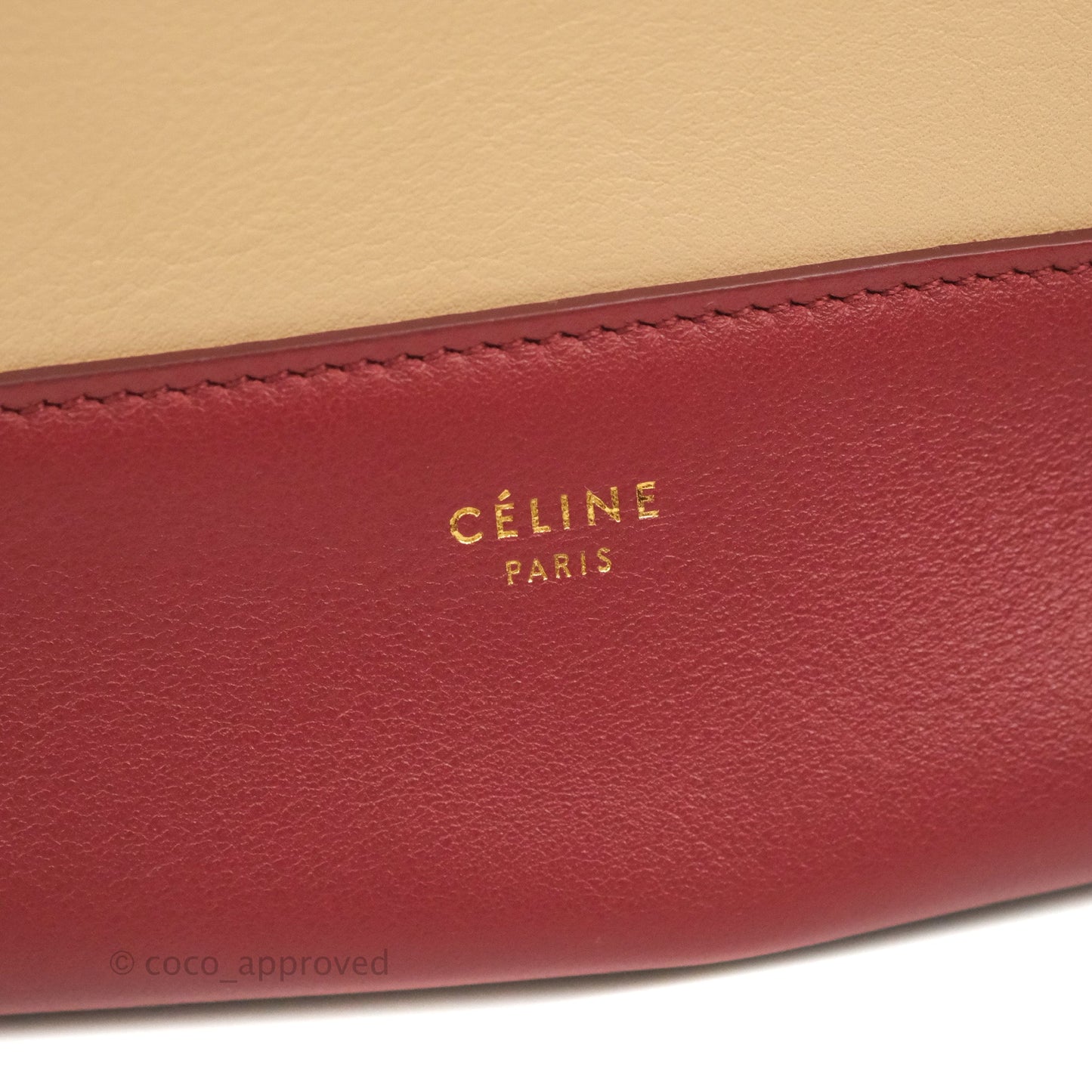 Celine Frame Shoulder Bag Beige Red Calfskin Gold Hardware