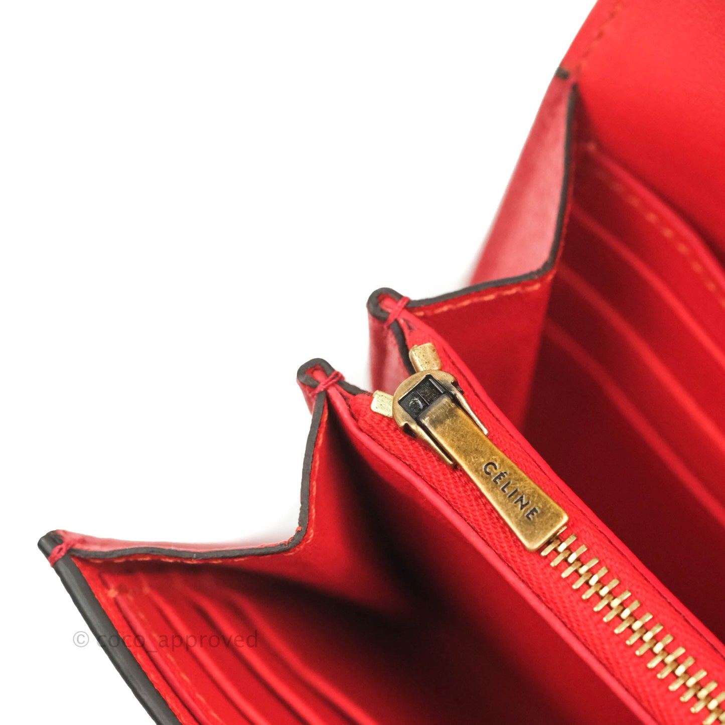 Celine Large Multifunction Flap Wallet Red Grained Leather