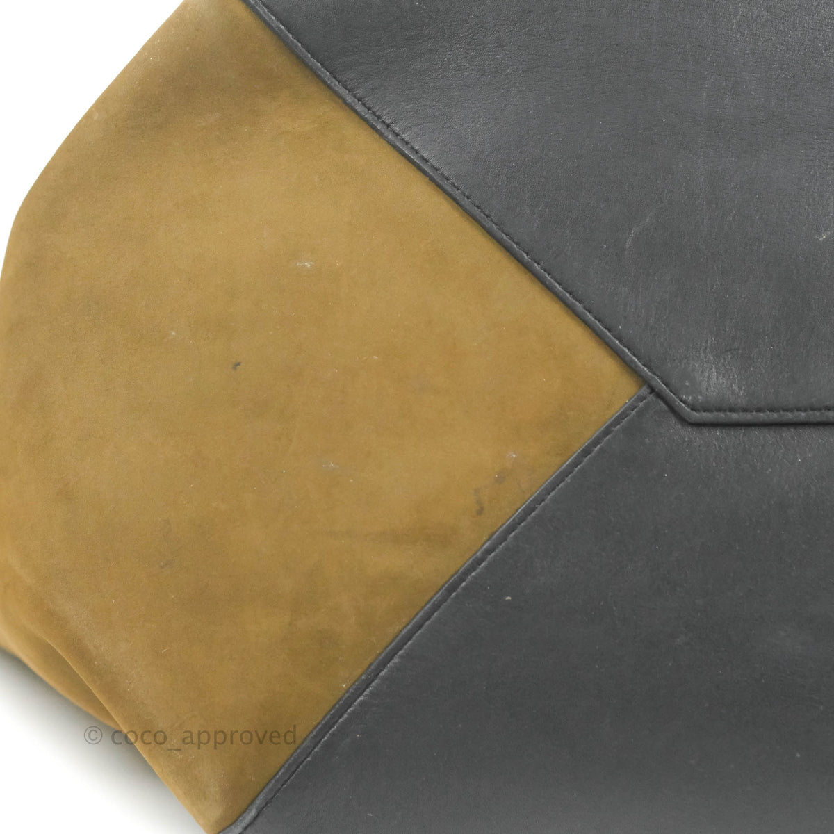 Celine Large Cabas Phantom Brown Suede Black Calfskin