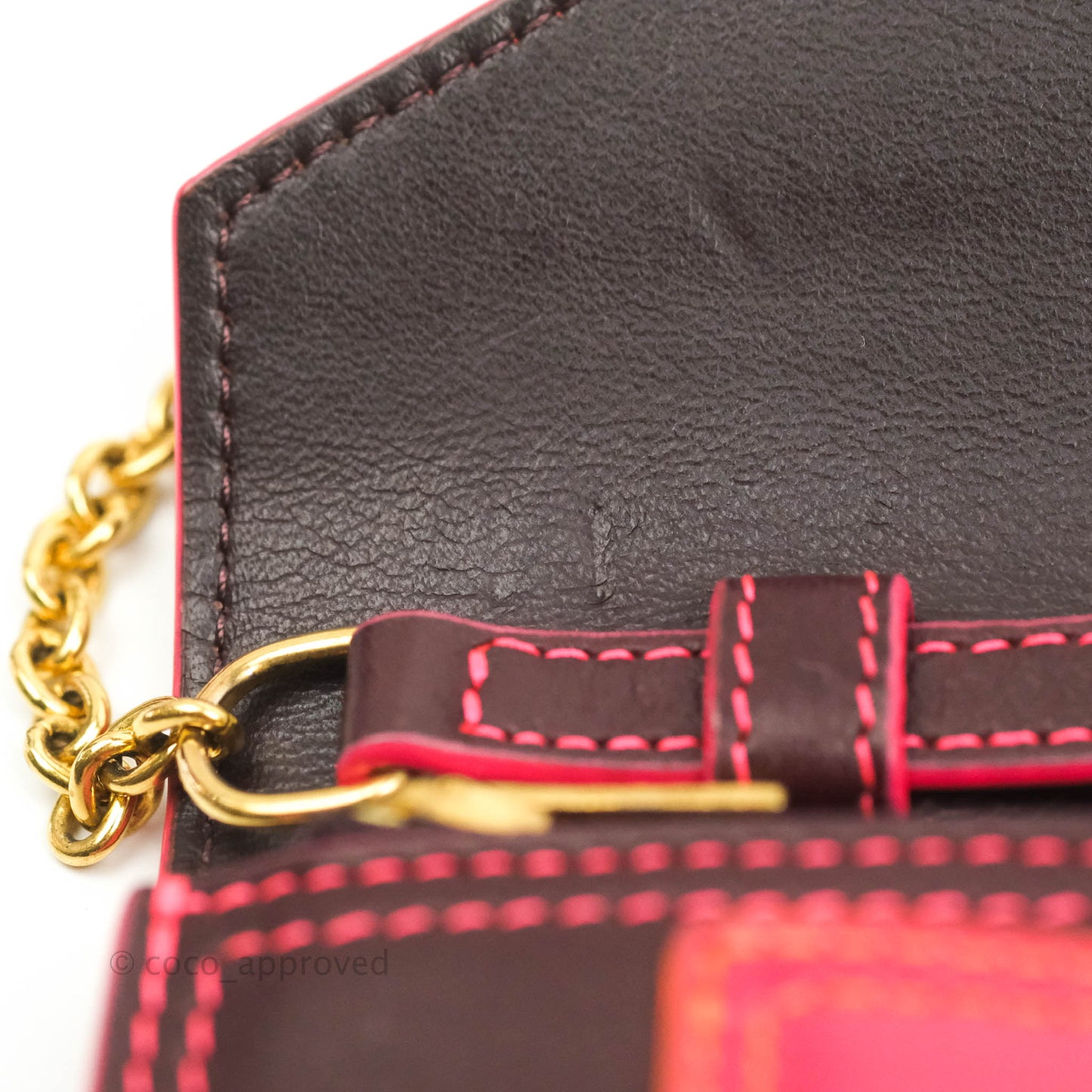 Celine Pocket Envelope Wallet on Chain Maroon