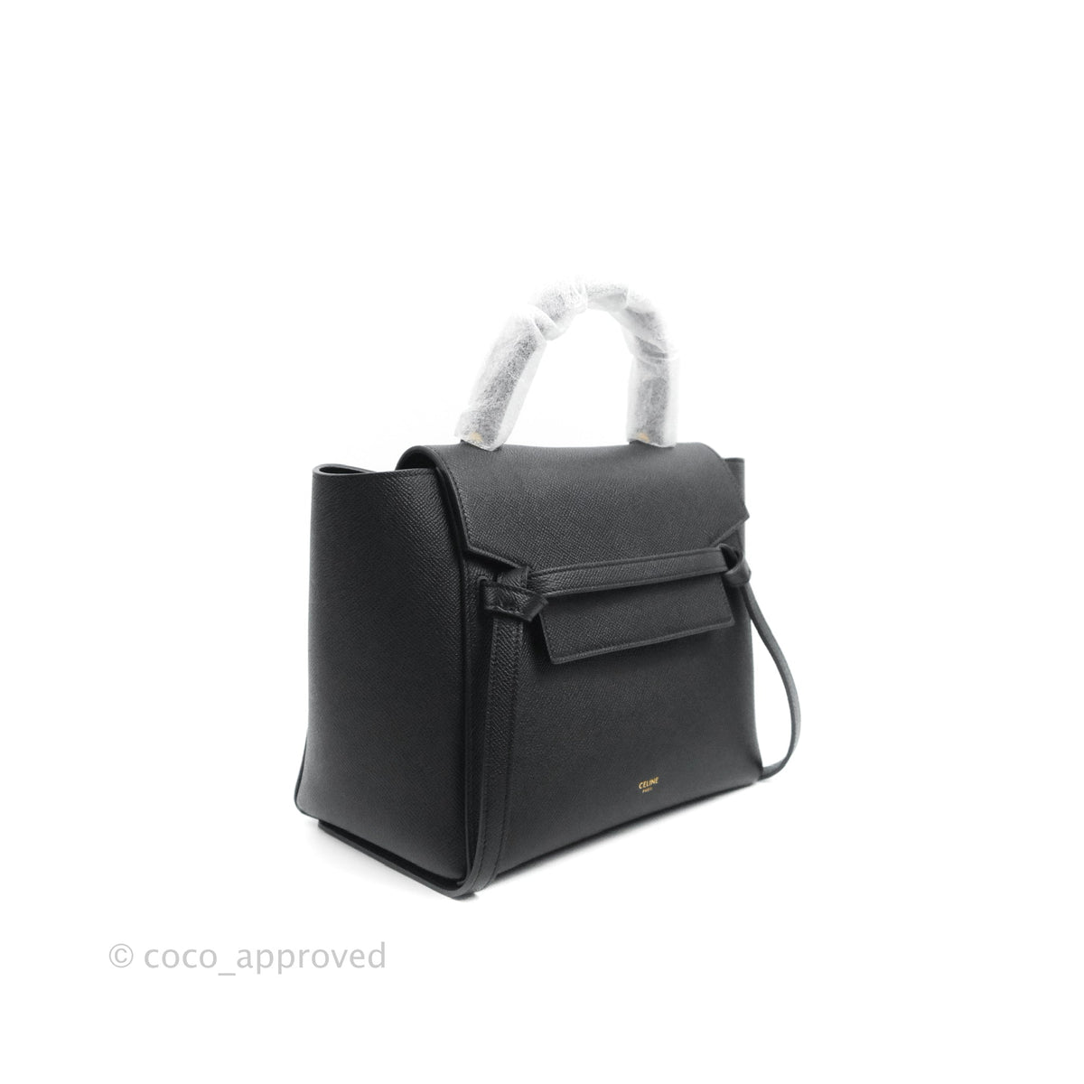 Celine Micro Belt Bag Dark Grey Grained Calfskin Gold Hardware