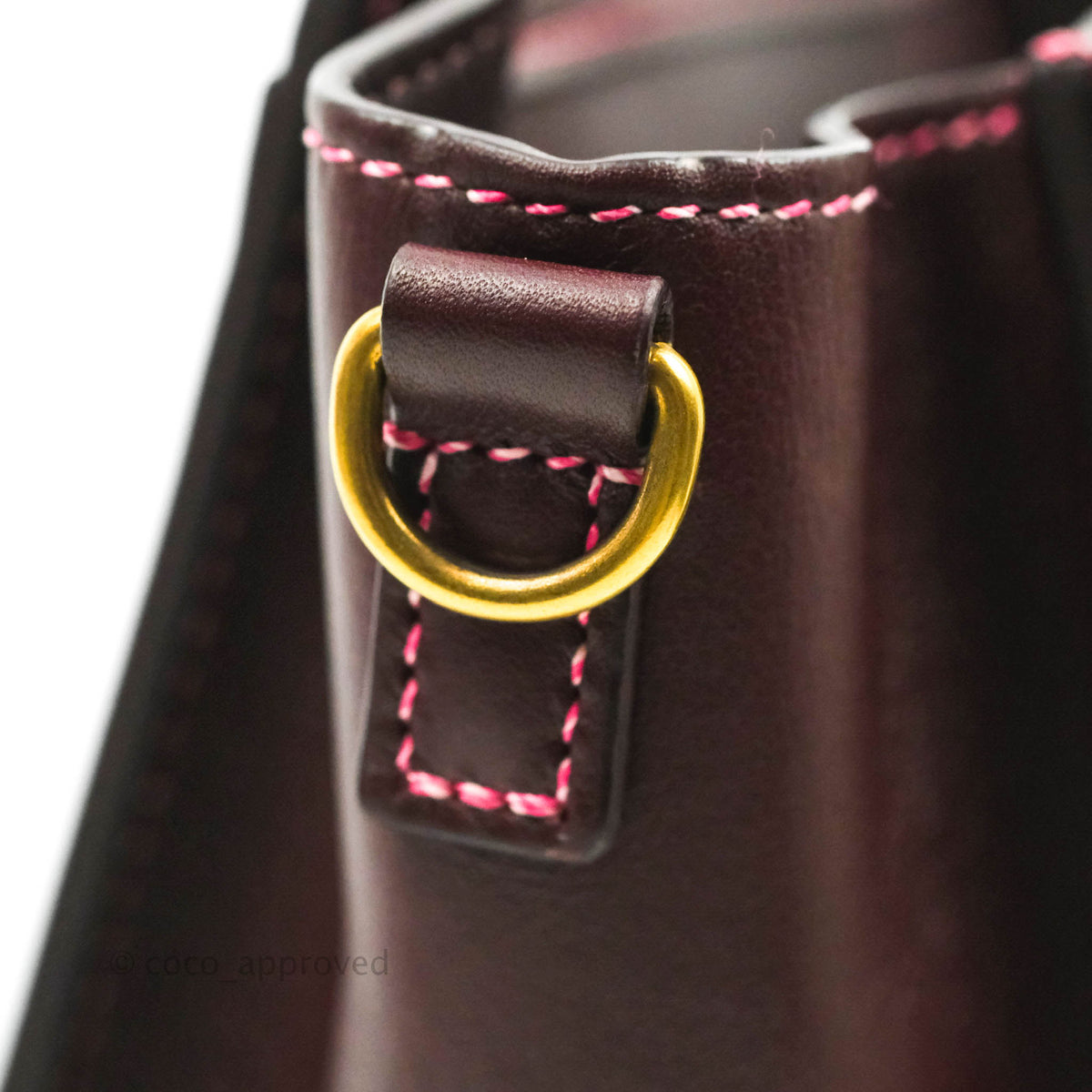 Celine Nano Luggage Bag Burgundy Gold Hardware